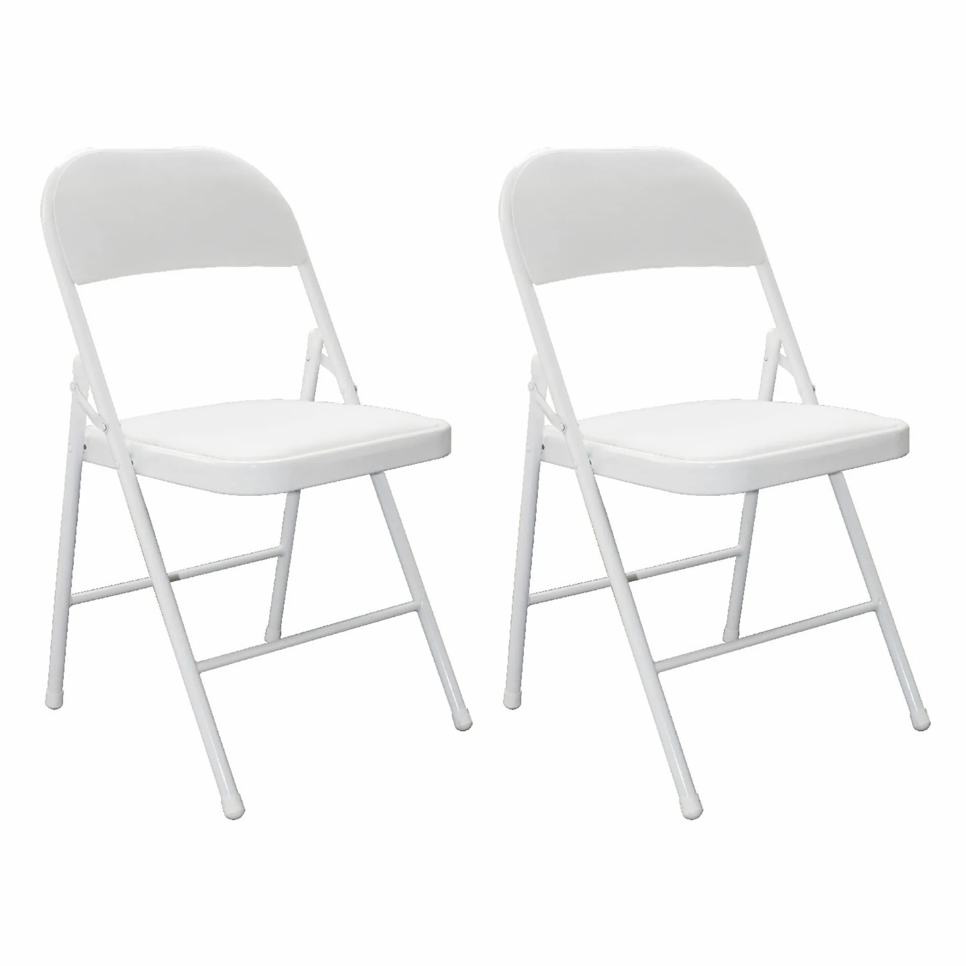 Pack 2 Sillas Blancas Plegables Premium con Asiento y Respaldo Acolchado en Polipiel PU - Estructura Metálica Reforzada para Eventos, Oficina y Hogar - Diseño Ergonómico y Cómodo (78x45x45 cm)