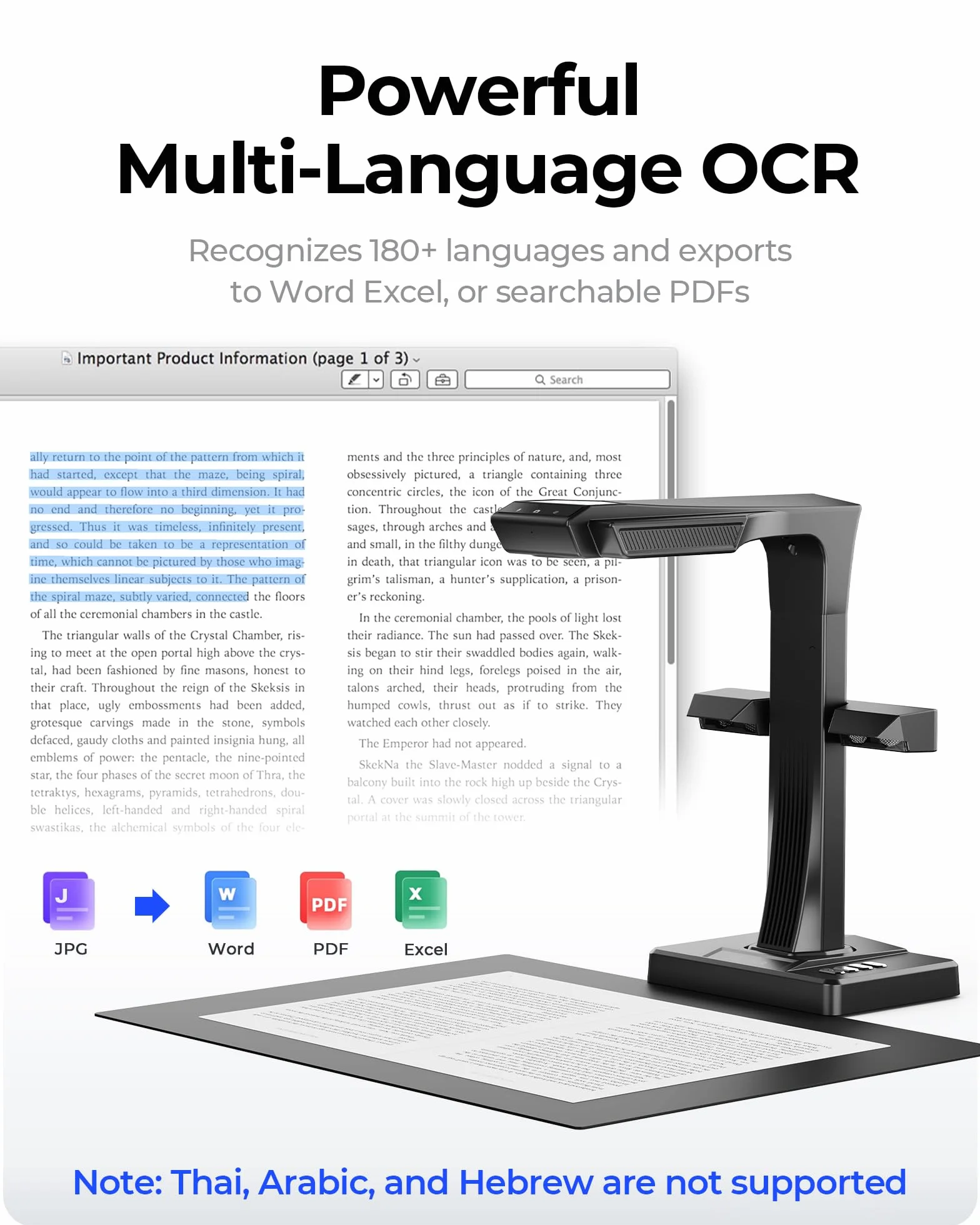 Escáner de Documentos CZUR ET MAX, Profesional de Libros con Cámara UHD 38 MP, Aplanamiento Automático Láser, Escáner A3/A4, Compatible con Windows/macOS/Linux