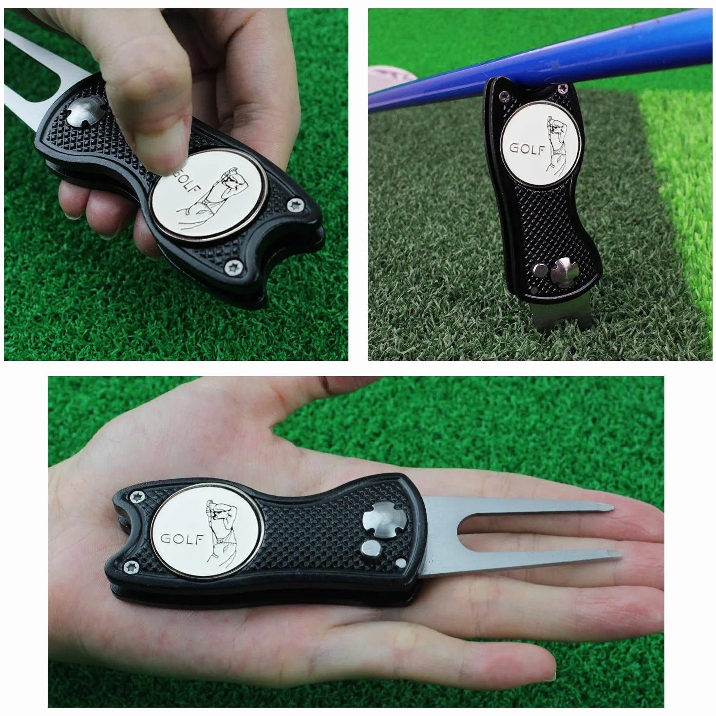 Crestgolf Golf Divot Tool con Botón Emergente y Marcador de Bola Magnética