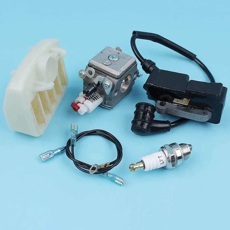 Kit de módulo de Bobina de Encendido del Filtro de Aire del carburador Compatible con Husqvarna 340345346350353 Bujía de Motosierra [# 503283208] Zama Carb