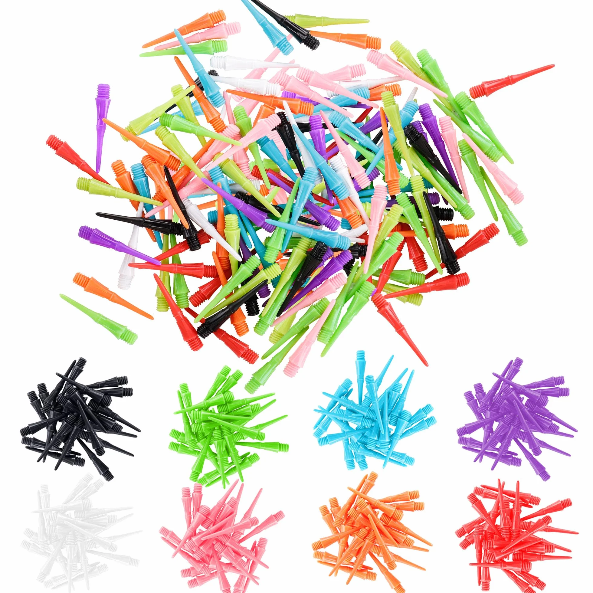 CyeeLife Punta de Dardos 100 Piezas 2BA Hilo Soft Tips Plástico 8 Colores