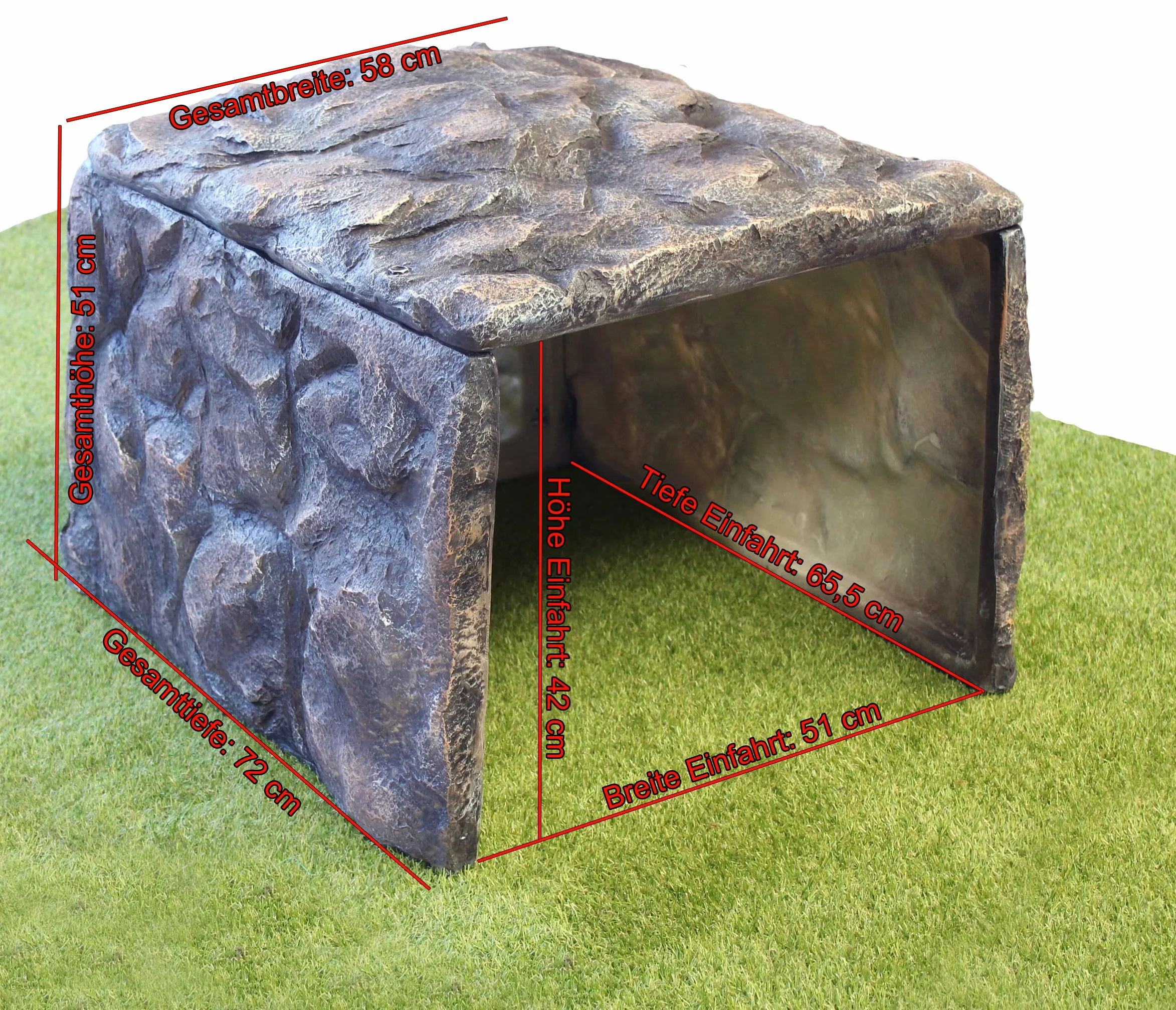 Garaje para robot cortacésped con aspecto de piedra, diseño de cubierta, 58 x 72 x 51 cm, polirresina, gris, rocas de jardín