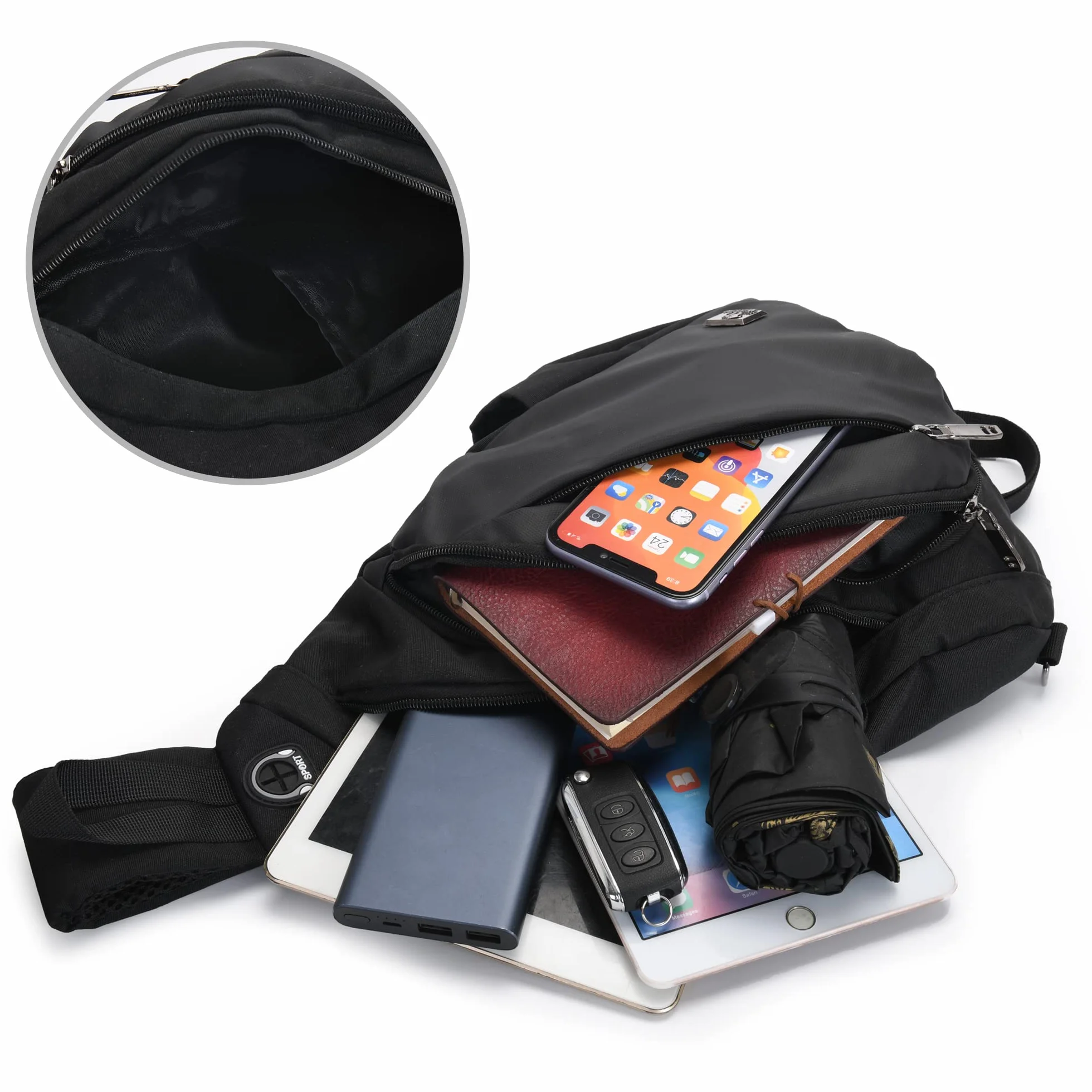 Sling Bag Impermeable para Hombre y Mujer, Bolsa de Pecho Cruzada para Deporte al Aire Libre