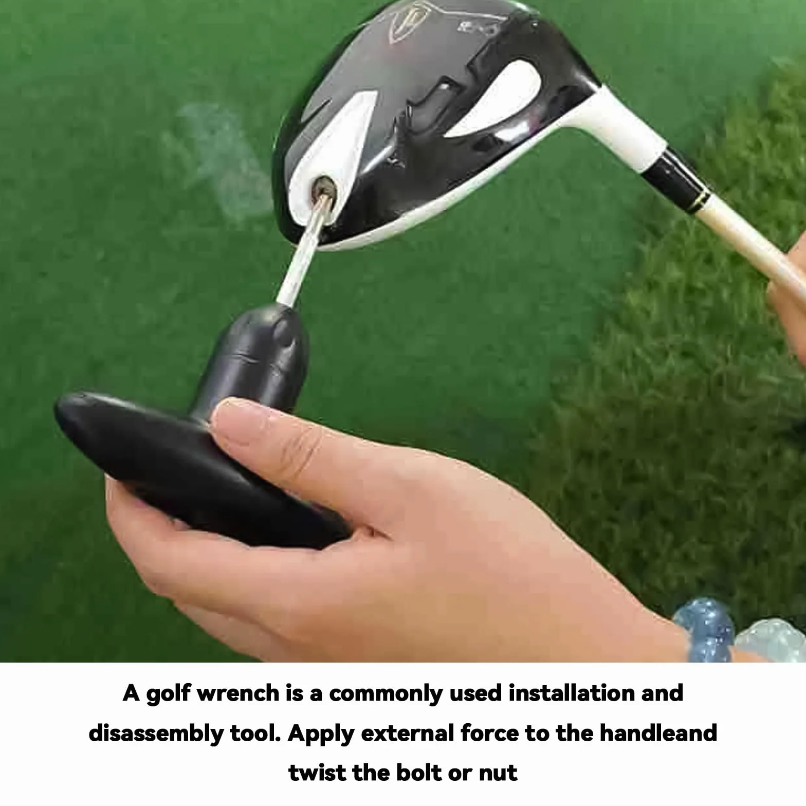 Llave de Golf Ajustable con Cabeza Protectora, Herramienta para Conductores y Palos, Negro