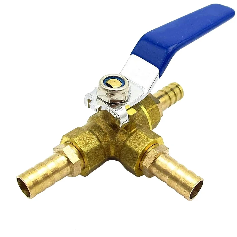 Conector de grifo de jardín, conectores de tubería de agua, 1 válvula de bola con puerto en T, conector de manguera de tres vías de 4 mm, 6 mm, 8 mm, 10 mm, 12 mm, 14 mm, 16 mm y 19 mm.(19mm OD)