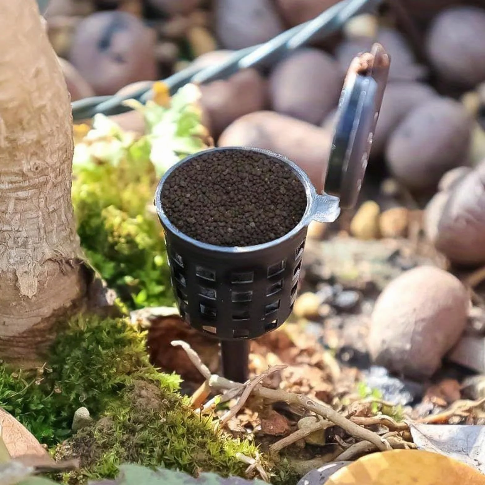 Cestas de abono para plantas con tapa | 10 unidades portátil lenta con tapa | Cesta fertilizante bonsái, para jardinería, casa, patio, jardín, patio, flores, albahaca