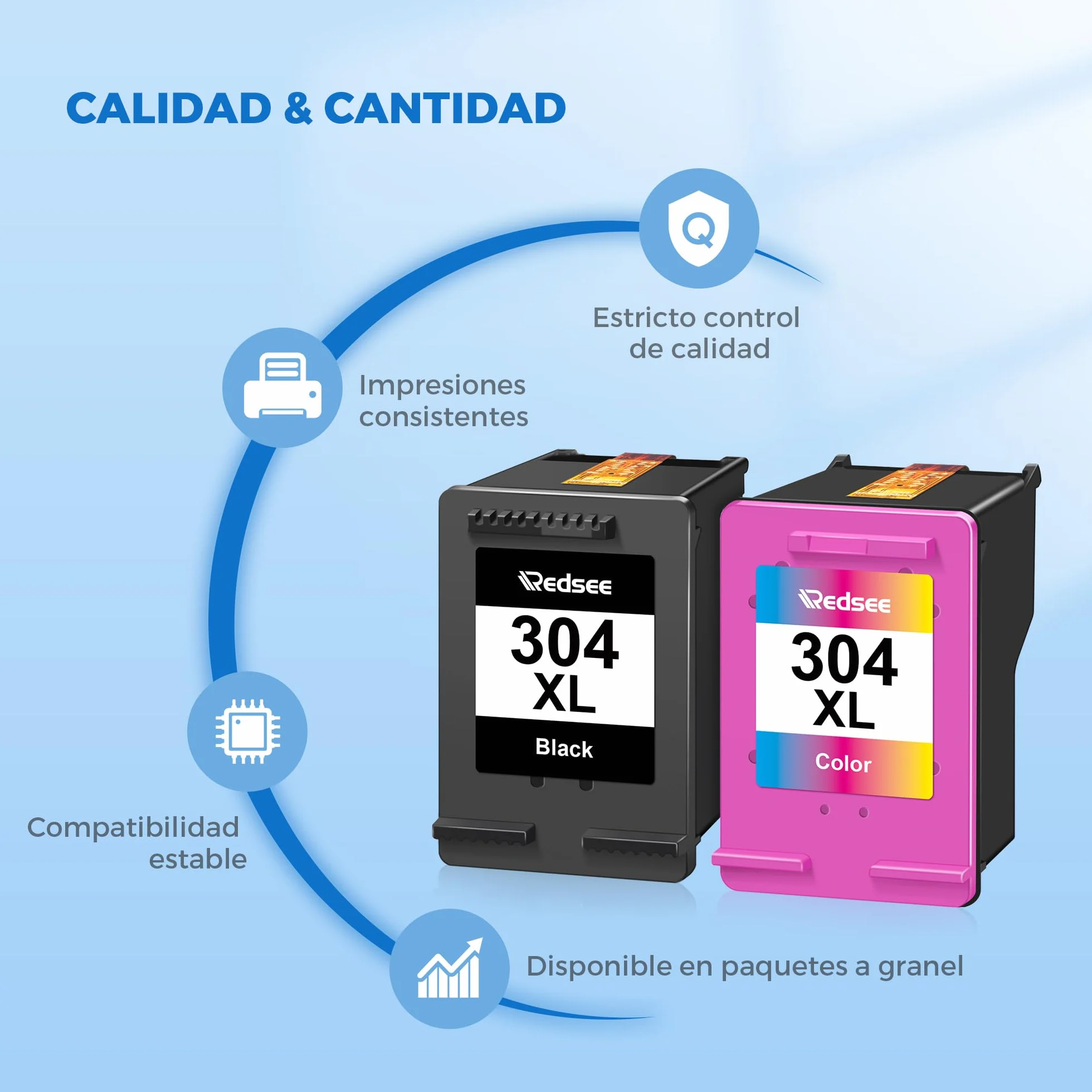 Cartuchos de Tinta Remanufacturado 304XL Negro Compatible HP Envy Deskjet 2-Pack