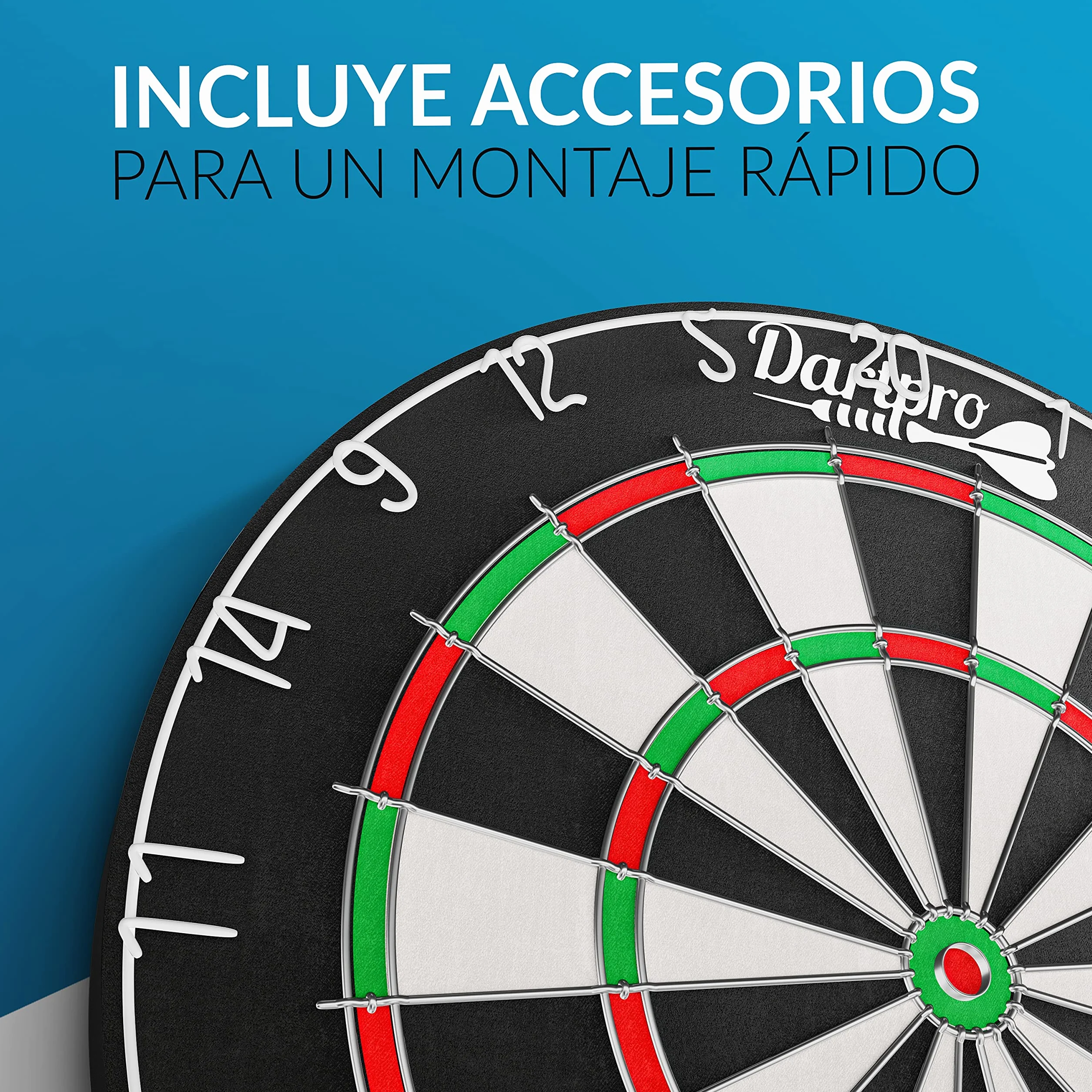 Diana de Sisal Autoreparable DartPro con 6 Dardos Profesionales