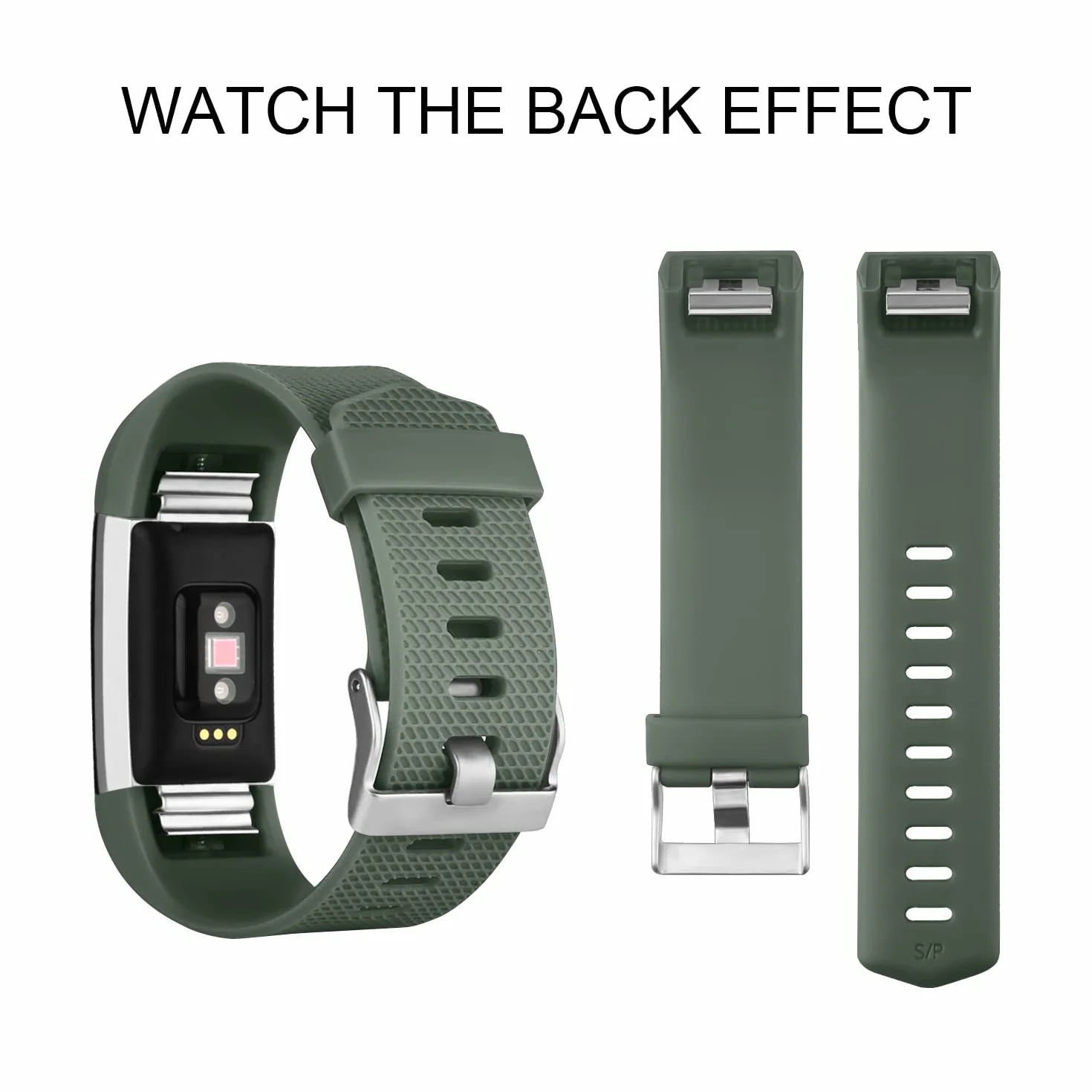 Mugust Correa para Fitbit Charge 2 Mujer Hombre 3Pack Silicona Deportes Ajustable Pulsera Repuesto Negro Azul Verde
