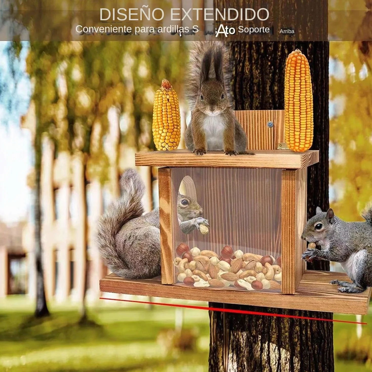 para Ardillas,Decoración de Jardín Divertida | Casa De Picnic con Bebedero para Ardillas,para Balcón Árbol Invierno Pícnic Alimentación de
