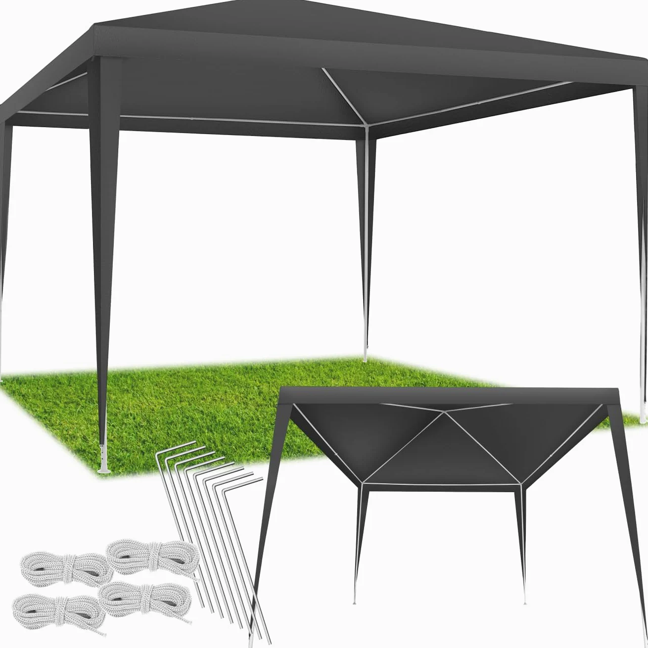 tectake® Carpa Jardin con Sistema de Montaje rápido, Resistente al Agua con protección a la Intemperie, Ideal como cenadores para Jardin, Carpas para Exteriores, toldo Camping, jardín - 3x3m Gris