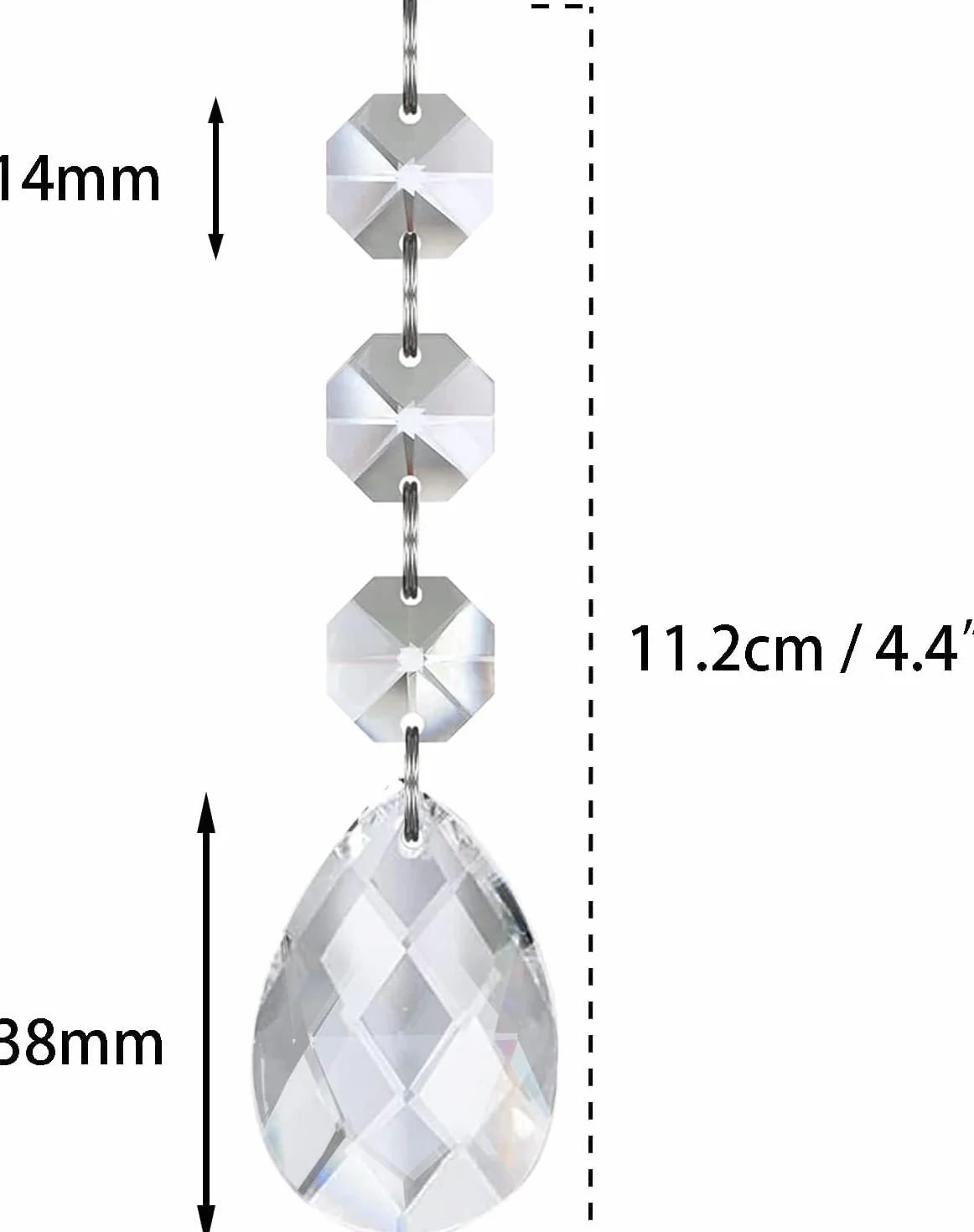 10 Pieza Prisma de Colgante de Cristal Transparente Gotas Colector de Sol con Cuentas de Octágono para Cortina Candelabro Florero Jardín Fiesta Navidad Boda Decoración (Lágrima)