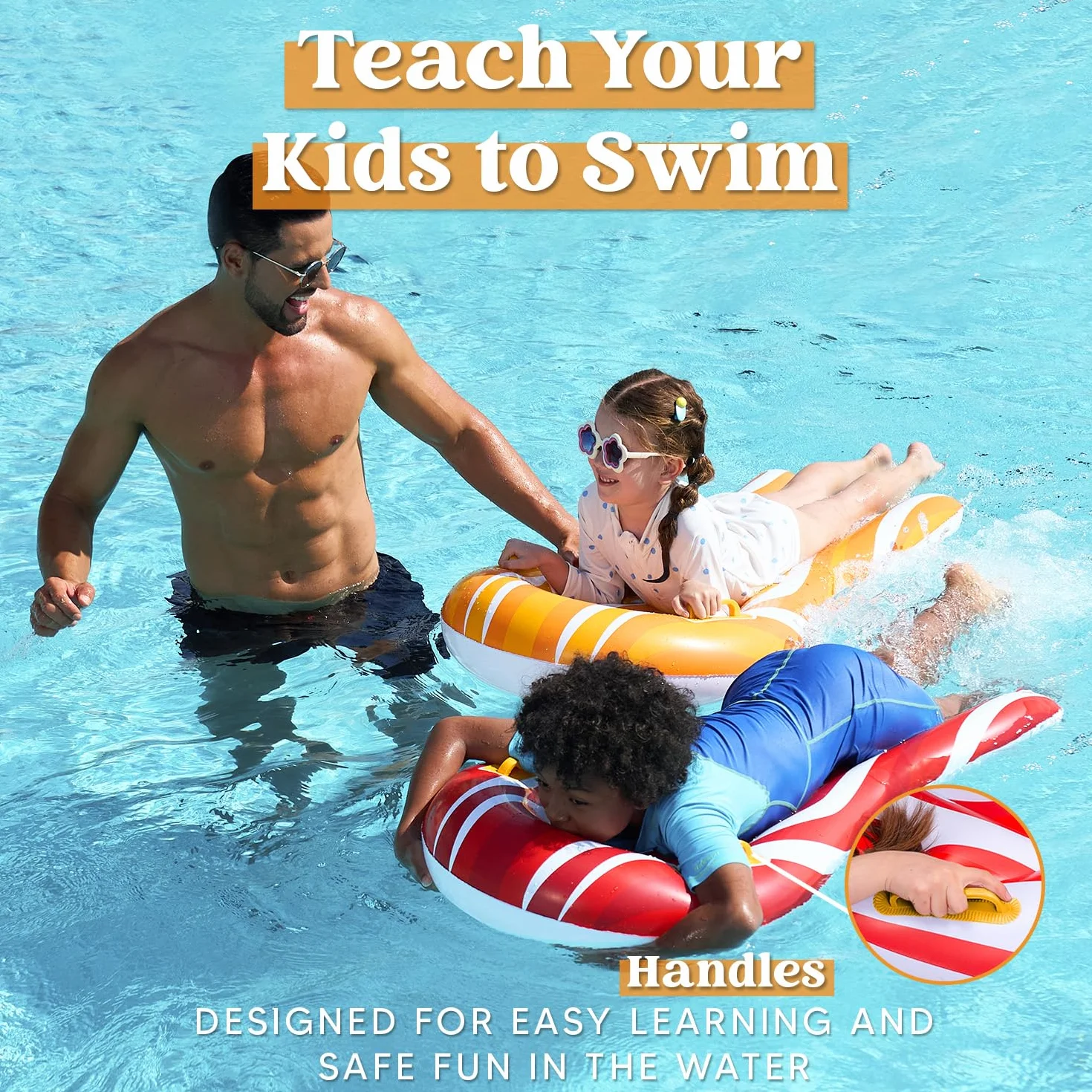 SLOOSH Paquete de 2 tablas de bodyboard inflables para toboganes de agua, surf flotantes piscina juguete acuático verano niños bebés Rojo Naranja