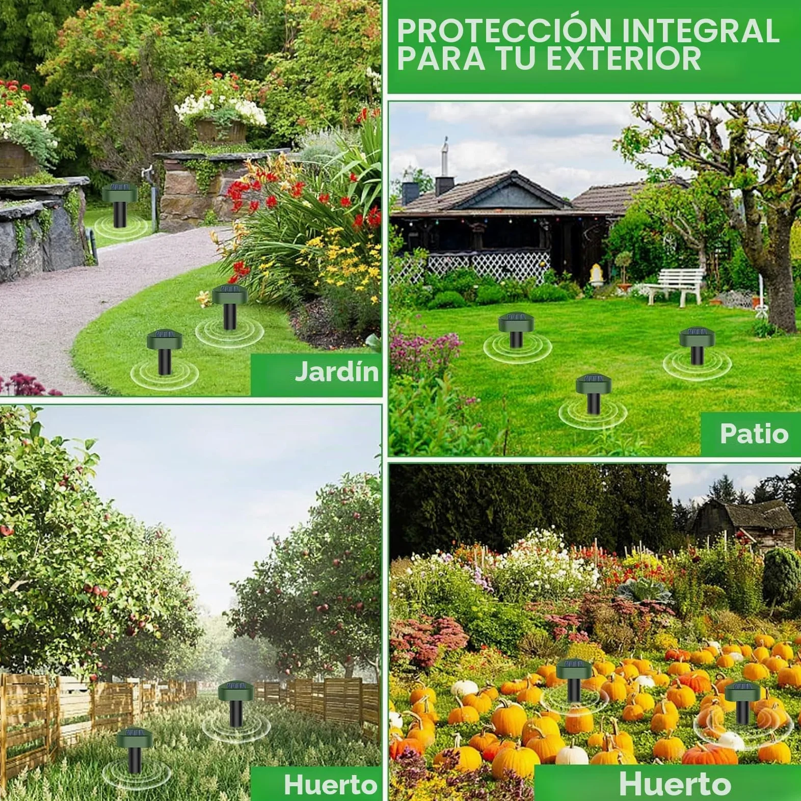 Solar Ultrasónico Ahuyentador de Topos 8 Piezas, Impermeable Repelente para Ratas Ultrasónico Solar Se Utiliza para Repeler Topos, Topillos, Serpientes y Lagartos Protege el Césped y Los Jardines