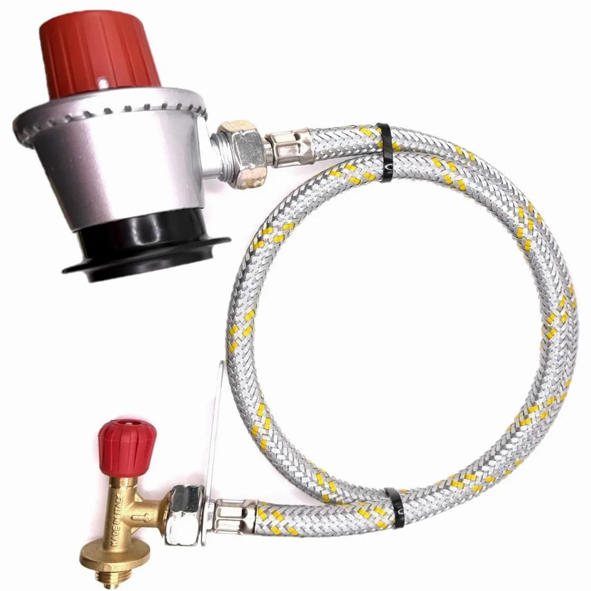 901 904 907 - Juego de adaptadores de recambio para cilindro de gas, manguera de alta presión de 1,50 m, conector de clip jumbo de 35 mm, presión no reducida, ancho 21,8 x 1/35,6 cm
