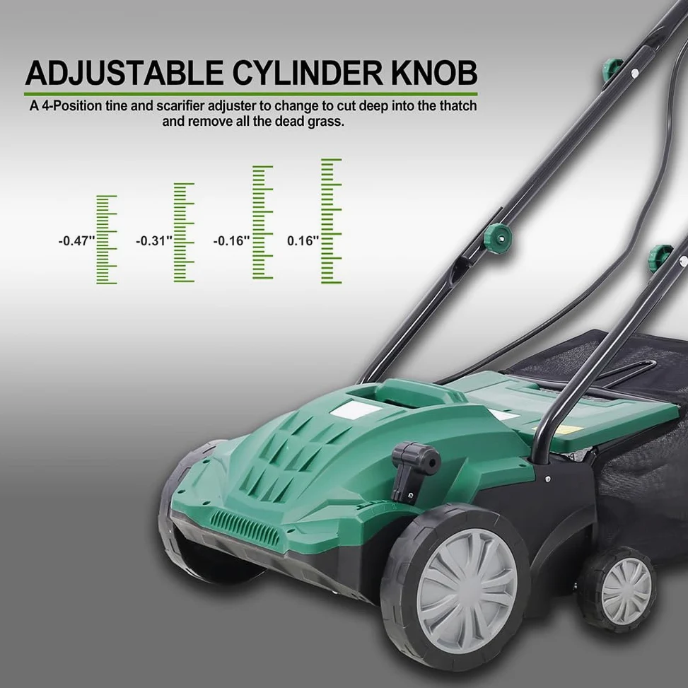 Escarificador eléctrico 2 en 1 de 13 Pulgadas, 12 amperios, con Bolsa de Recogida extraíble de 31.7 Cuartos para césped Principal