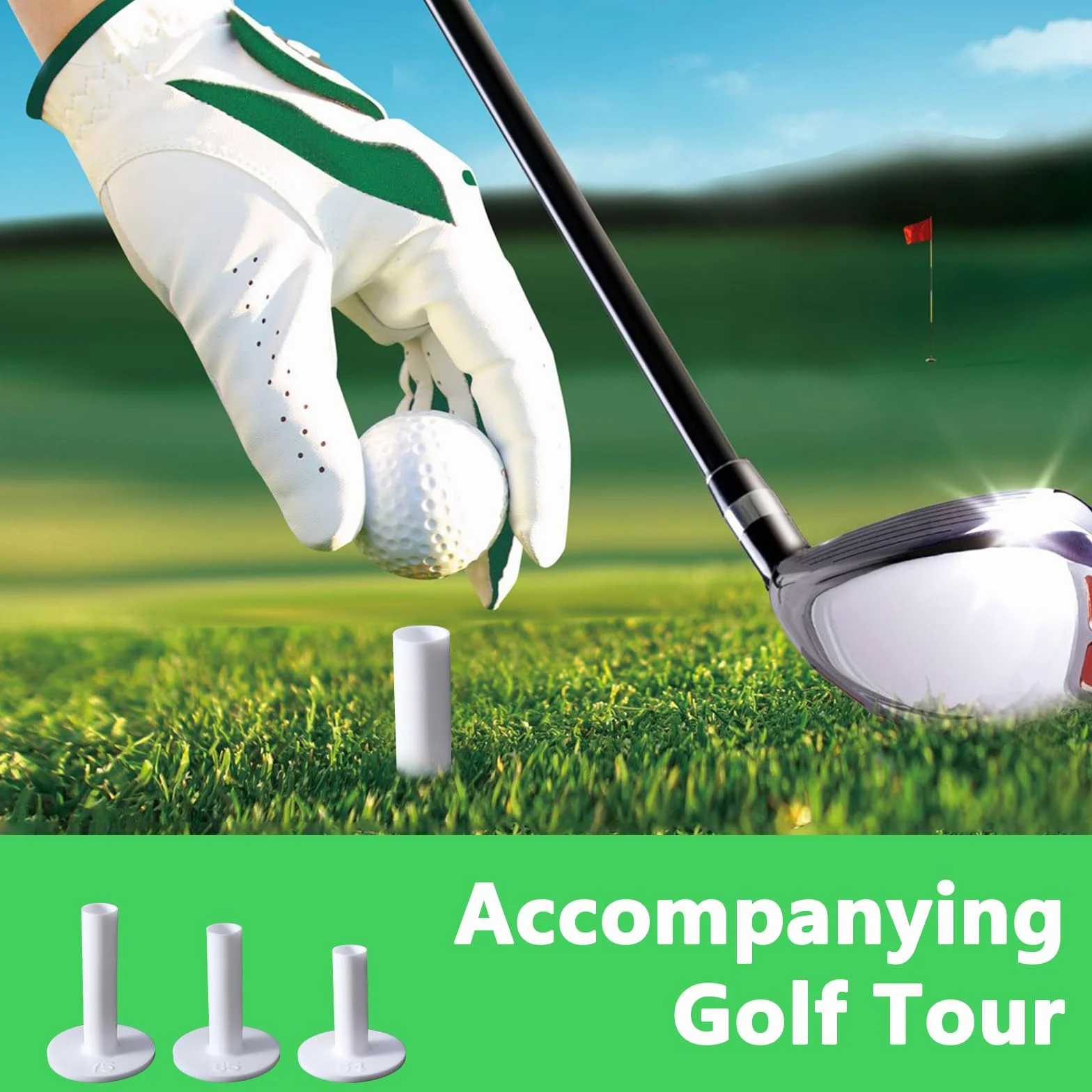 Tees de Golf de Goma Blandos, Accesorios para Pelotas de Golf Blancos en Forma DET, 6 Piezas para Practicar en Interiores y Exteriores