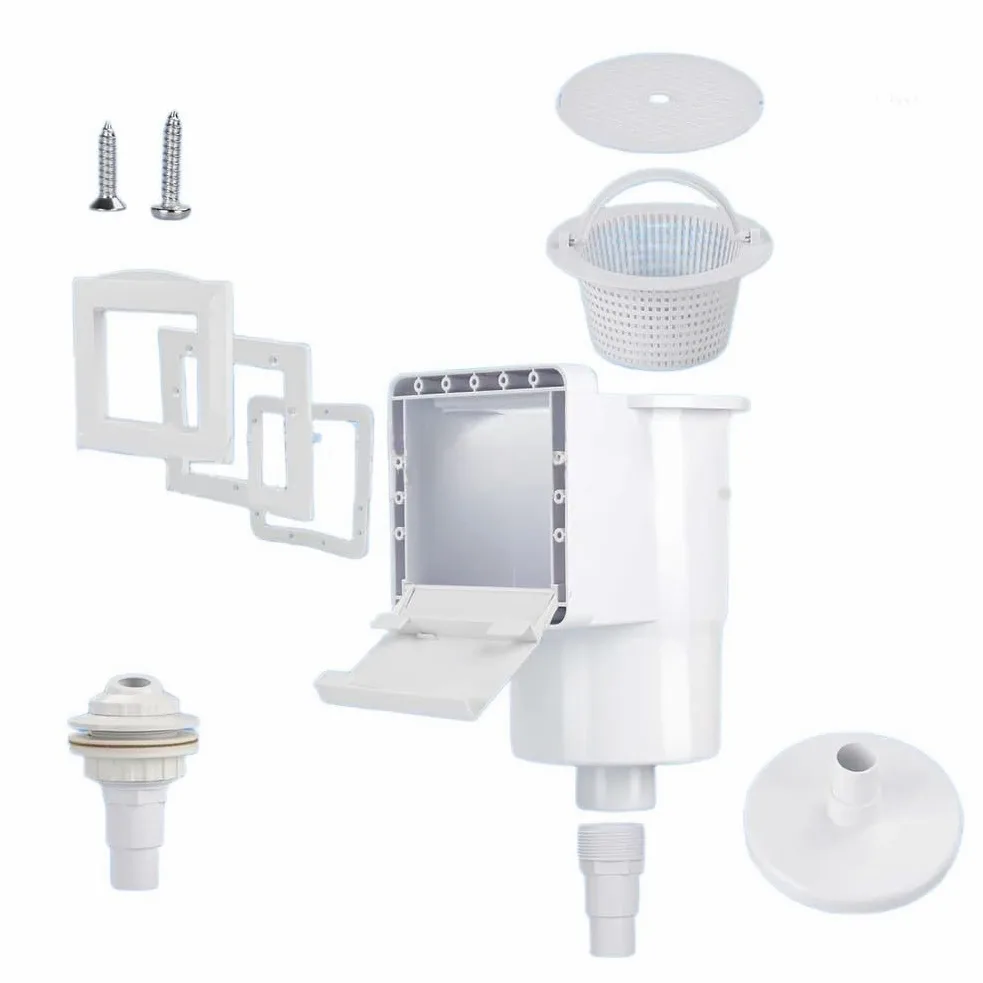 ZYNCUE Sp1091Lx - Kit de skimmer para piscina sobre el suelo, apertura de 6 pulgadas, color blanco, para juego de repuesto de plástico con placa frontal, instalación de cesta de vertedero compatible