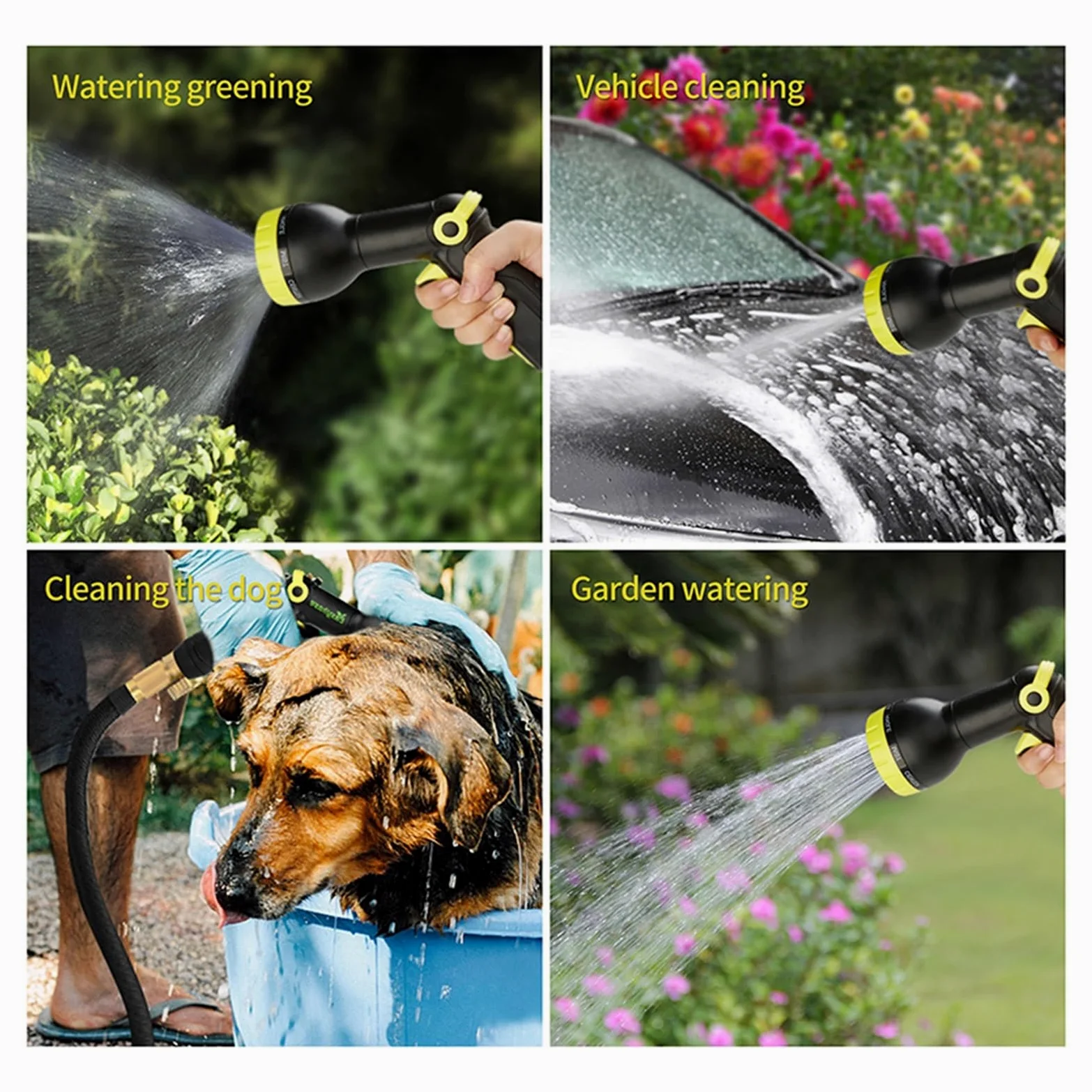 Manguera de jardín Extensible, Manguera de riego de 25 a 100 pies, Manguera de Limpieza de Alta presión, Manguera Flexible Extensible (50 pies - Extensible hasta 15 m)