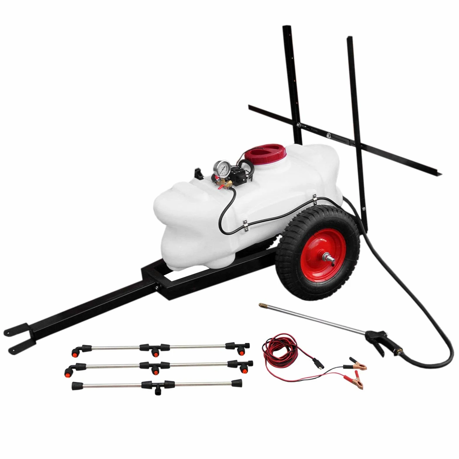 Pulverizador ATV Remolque 12V Tanque 60L Presión 9 Bar Granja Agrícola Tanque Jardín Esparcidor Pesticida Herbicida Fertilizante Abono Líquido Desinfectante Rociador Malas Hierbas + Fijaciones