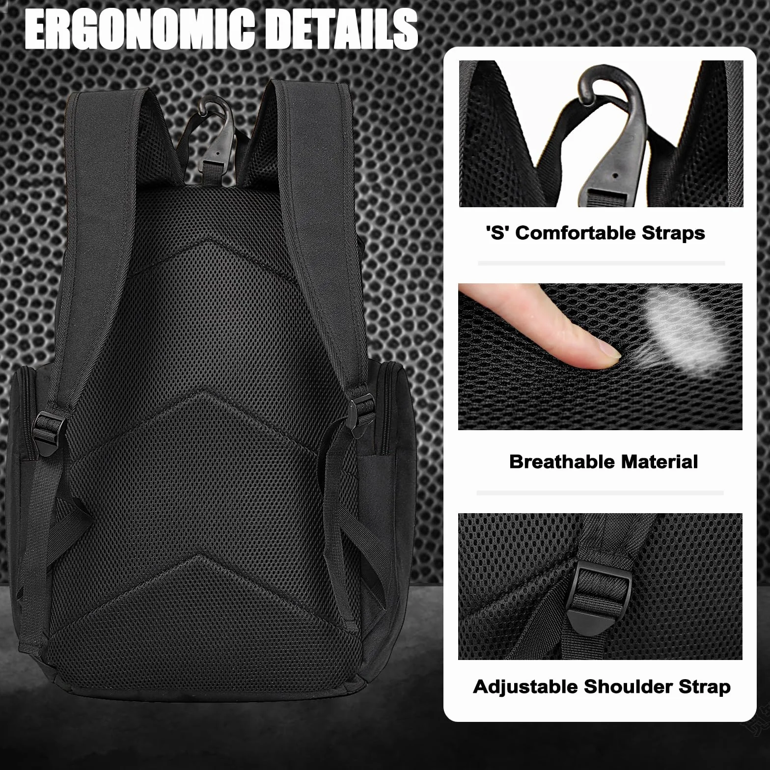 LARIPOP Mochila de Baloncesto Grande, Bolsa de Deporte con Compartimento para Pelotas y Zapatos