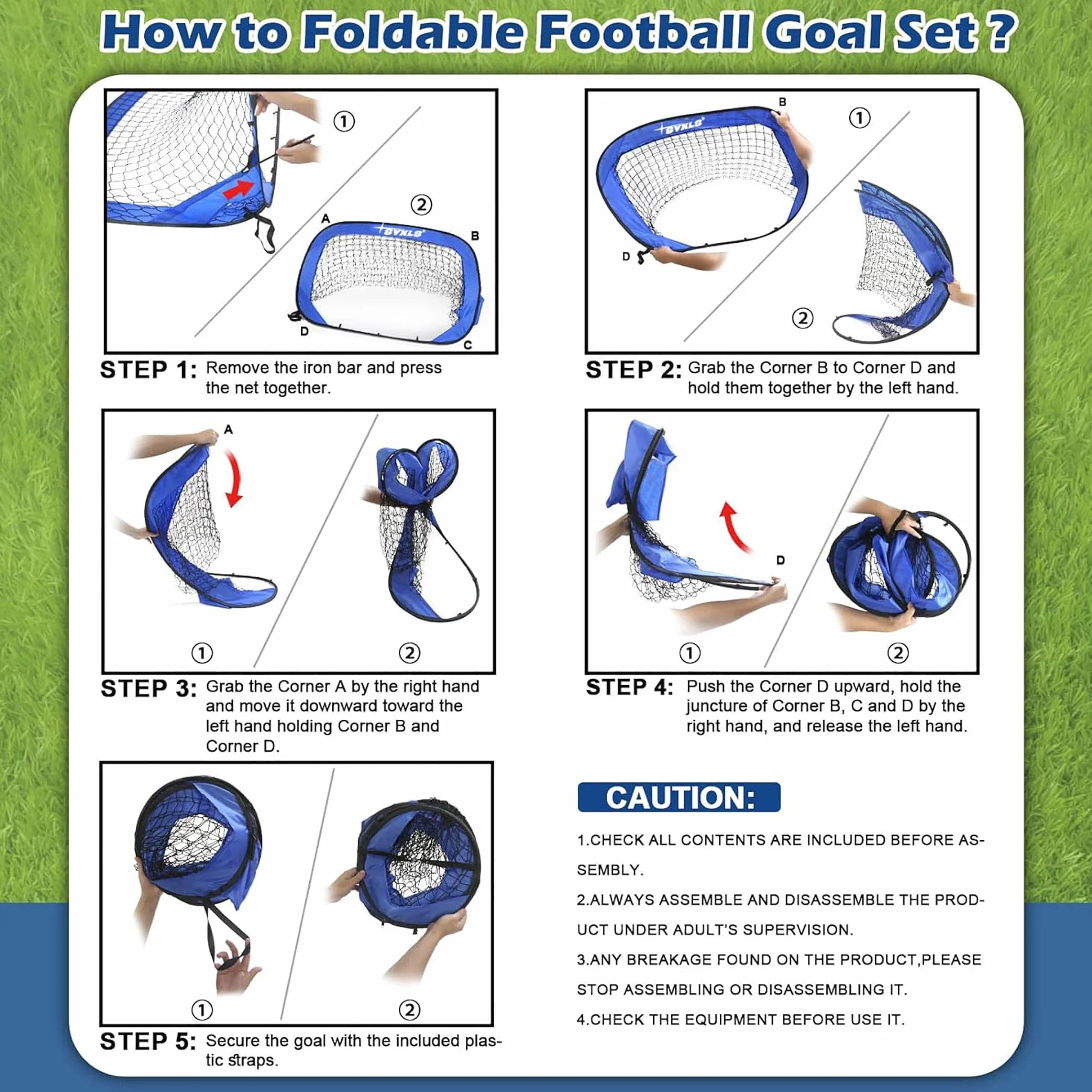 Portería de Fútbol Infantil 4 en 1 Portátil Extraíble para Entrenamiento Interior y Exterior