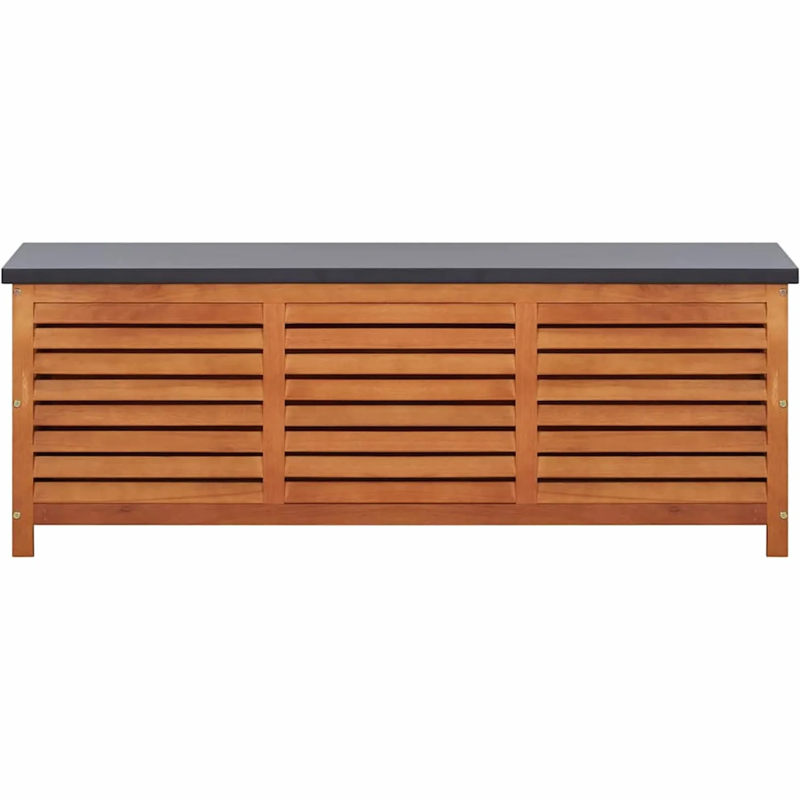 Homgoday Baúl de jardín de 150 x 50 x 55 cm de madera maciza de eucalipto, resistente y funcional