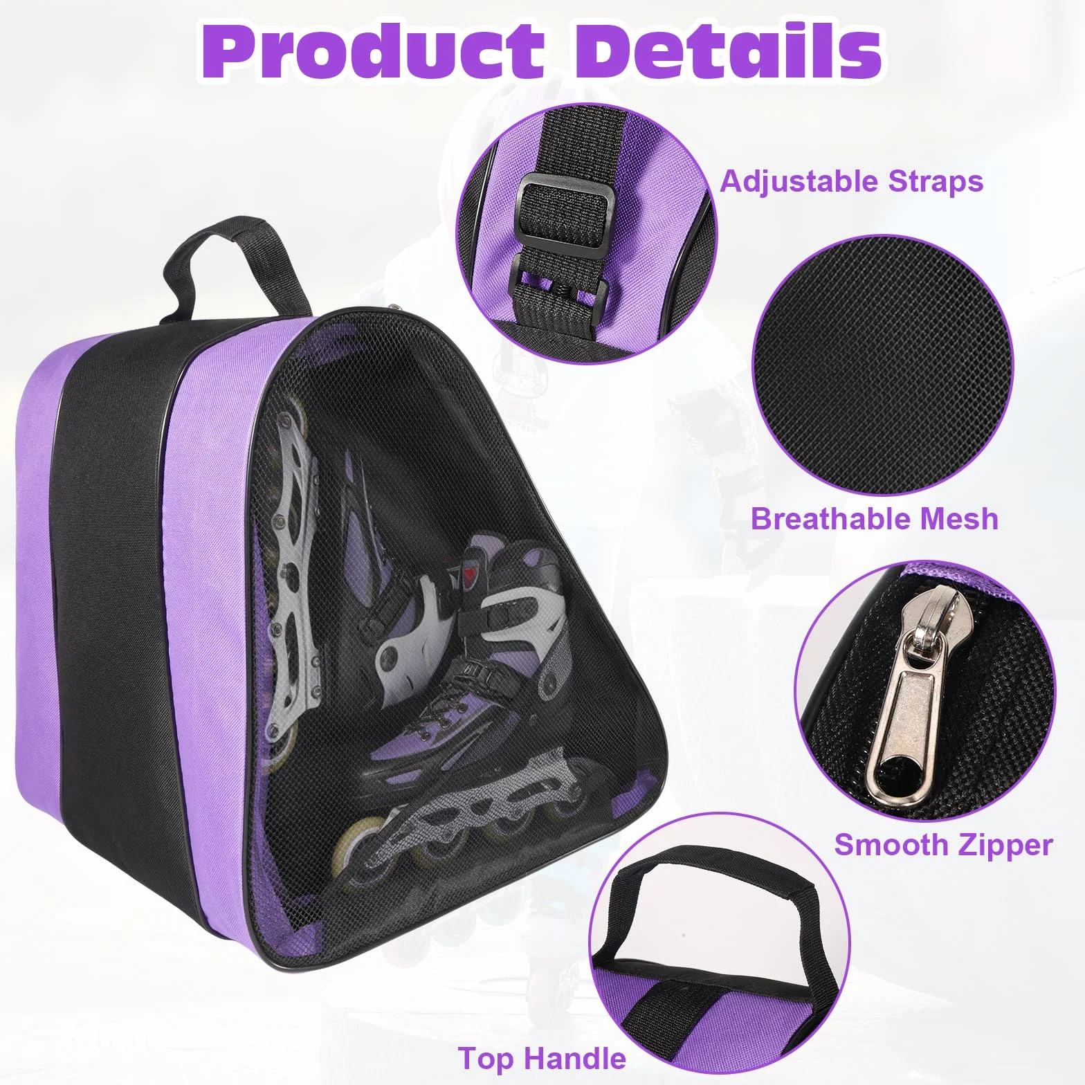 QKURT Bolsa de Patinaje para Niños con Correa Ajustable, Mochila para Patines de Hielo