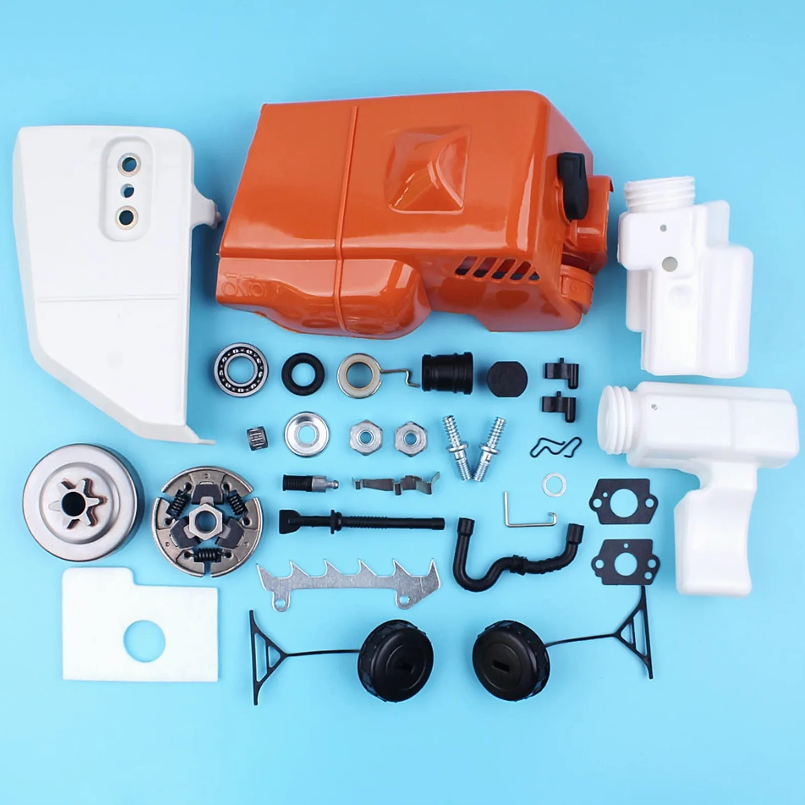 Cubierta de piñón de Embrague, Tambor de Embrague, Filtro de Aire y Combustible, Kit de Tapa de Tanque Apto for Motosierra Stihl 017 018 MS170 MS180 con Engranaje Wrom de espárrago de línea