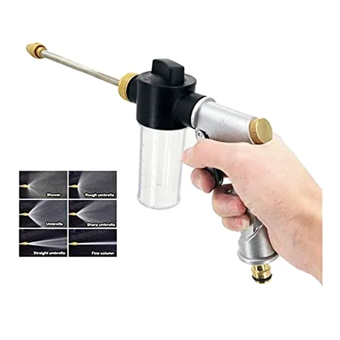 Pistola rociadora de agua de metal de alta presión Lavadora de autos Limpiador Manguera de jardín Pistola de agua Rociador Pistola de agua de espuma Apta para el jardín Pistola de agua de alta presió