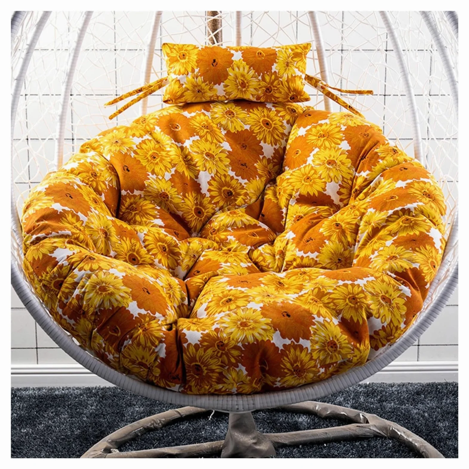 Cojín con estampado de silla de huevo, cojines colgantes de ocio for silla de huevo, cojín de silla de columpio, cojín de silla de ratán de repuesto extraíble y lavable, solo cojín(Color 4,Diameter 10