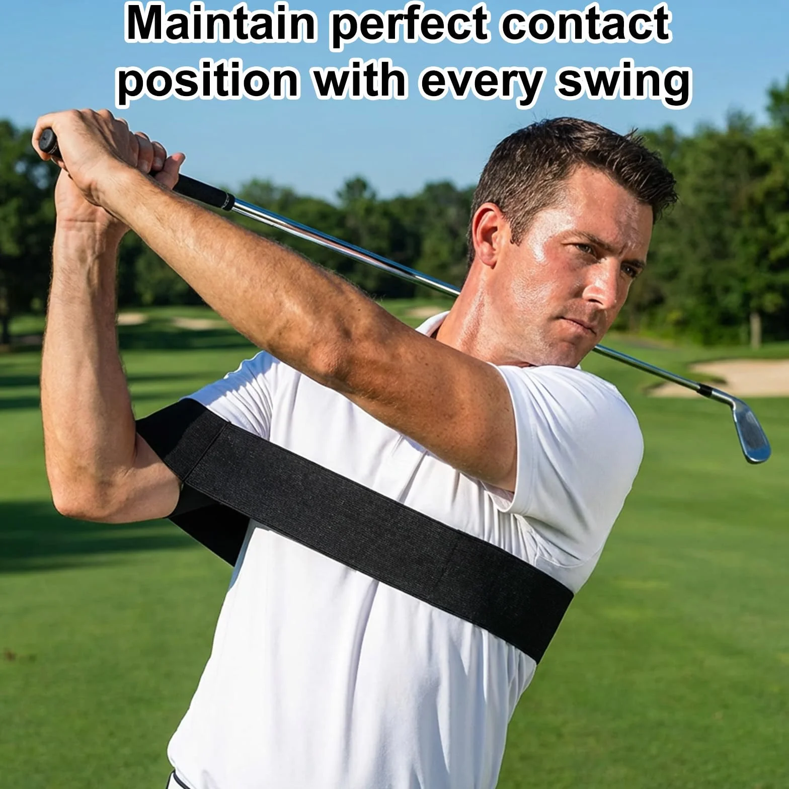 Swing Golf Trainer Brazo Flexible Corrección Postura Plano Swing Principiantes Hombres Mujeres Negro