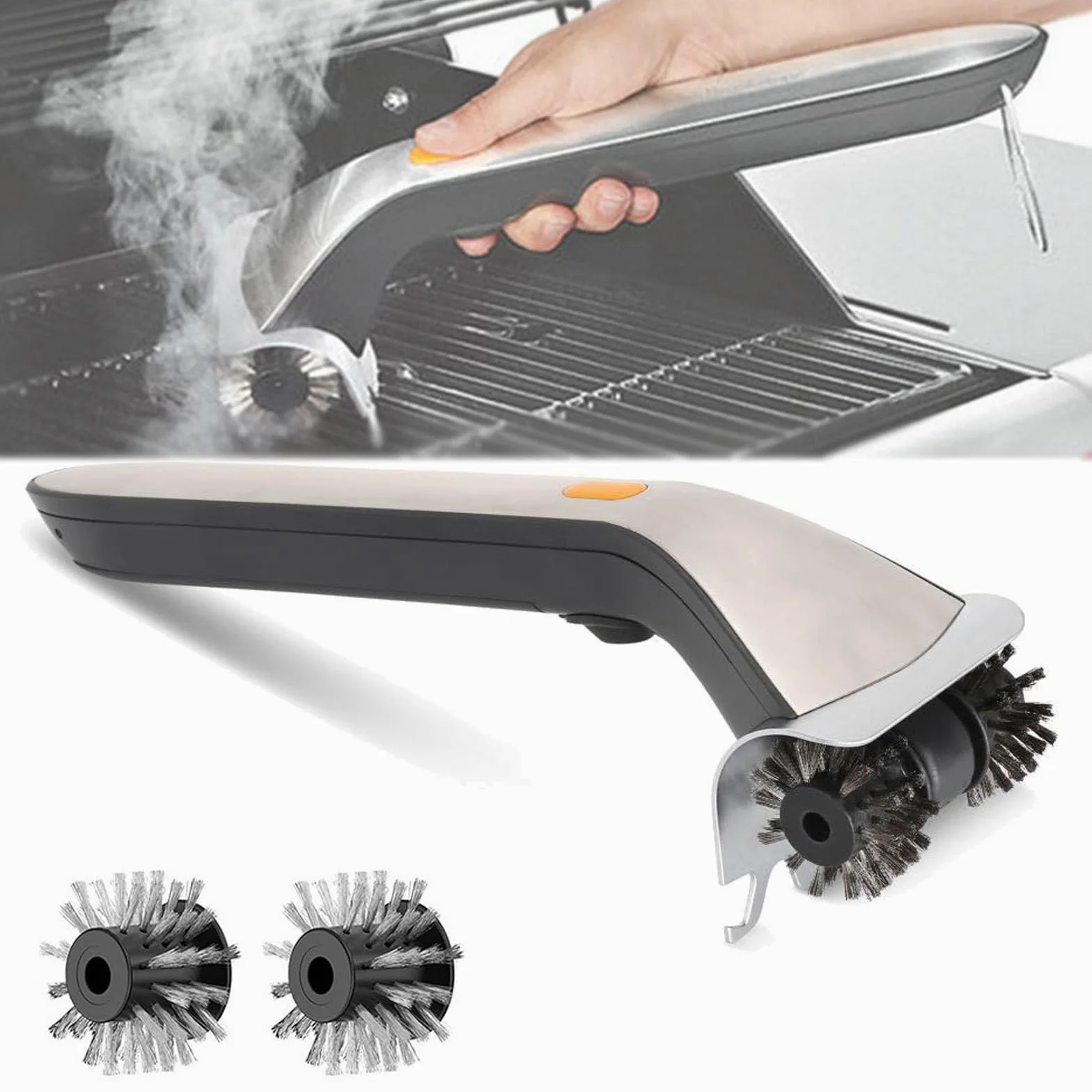 Cepillo EléCtrico Para Limpiar Parrillas, InaláMbrico Y Recargable, Con 2 Cabezales, Ideal Para BañOs Y Cocinas