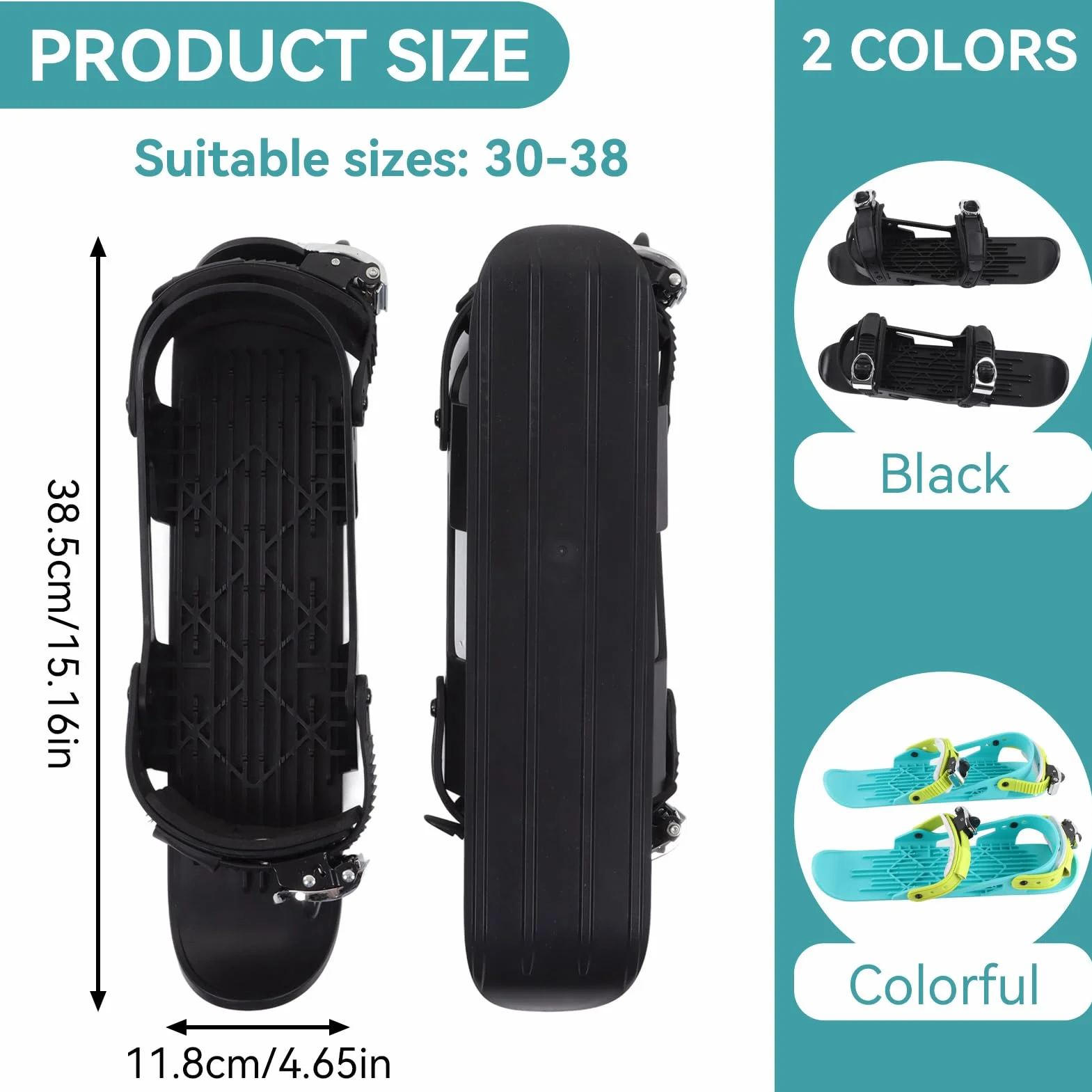 Mini patines de esquí Snowblade tablas ajustables para botas de nieve de descenso (negro)
