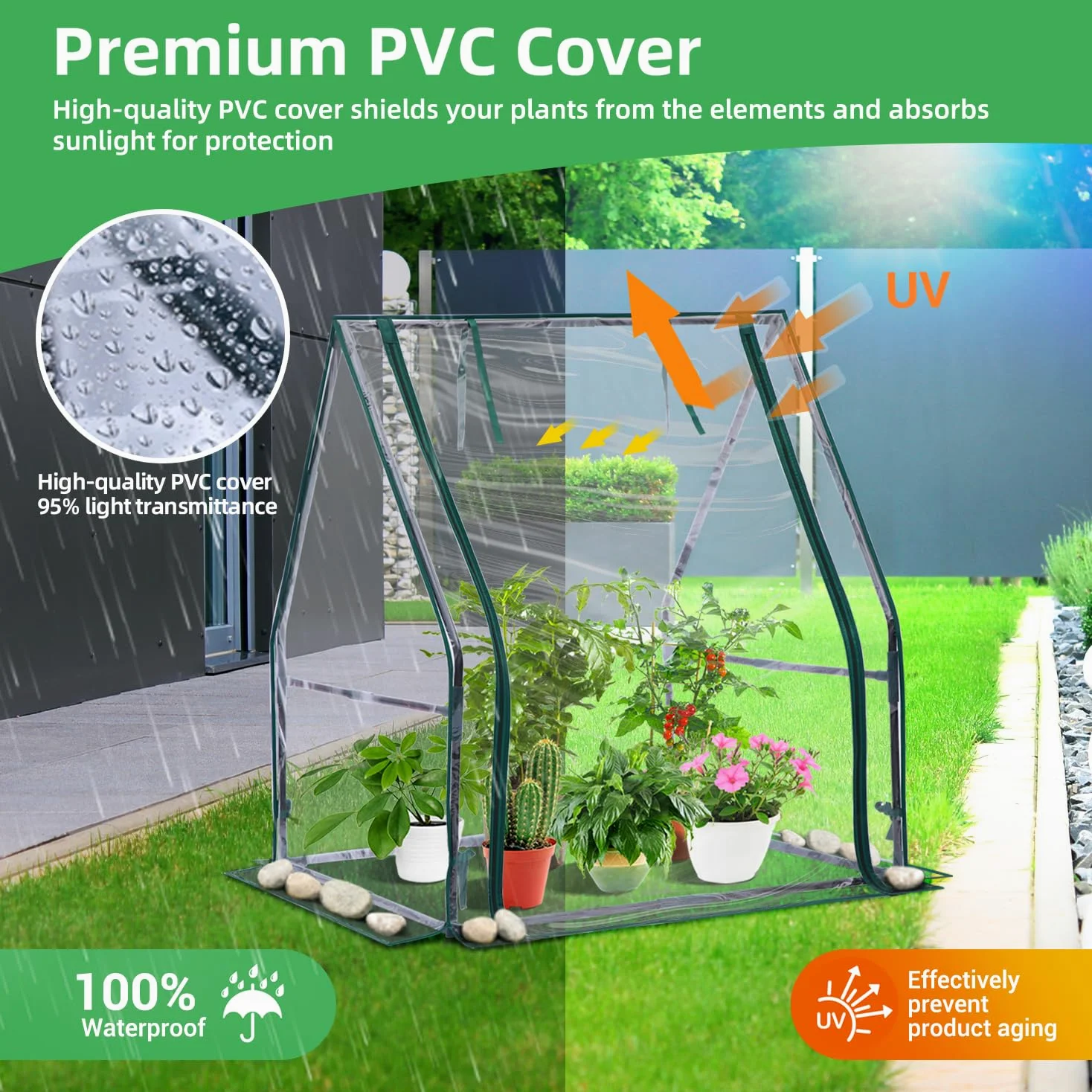 Ohuhu - Mini invernadero para interiores y exteriores: invernadero portátil con almohadilla impermeable para plantas pequeñas, germinación de vivero, 36 x 36 x 42 pulgadas, cubierta ligera para tienda