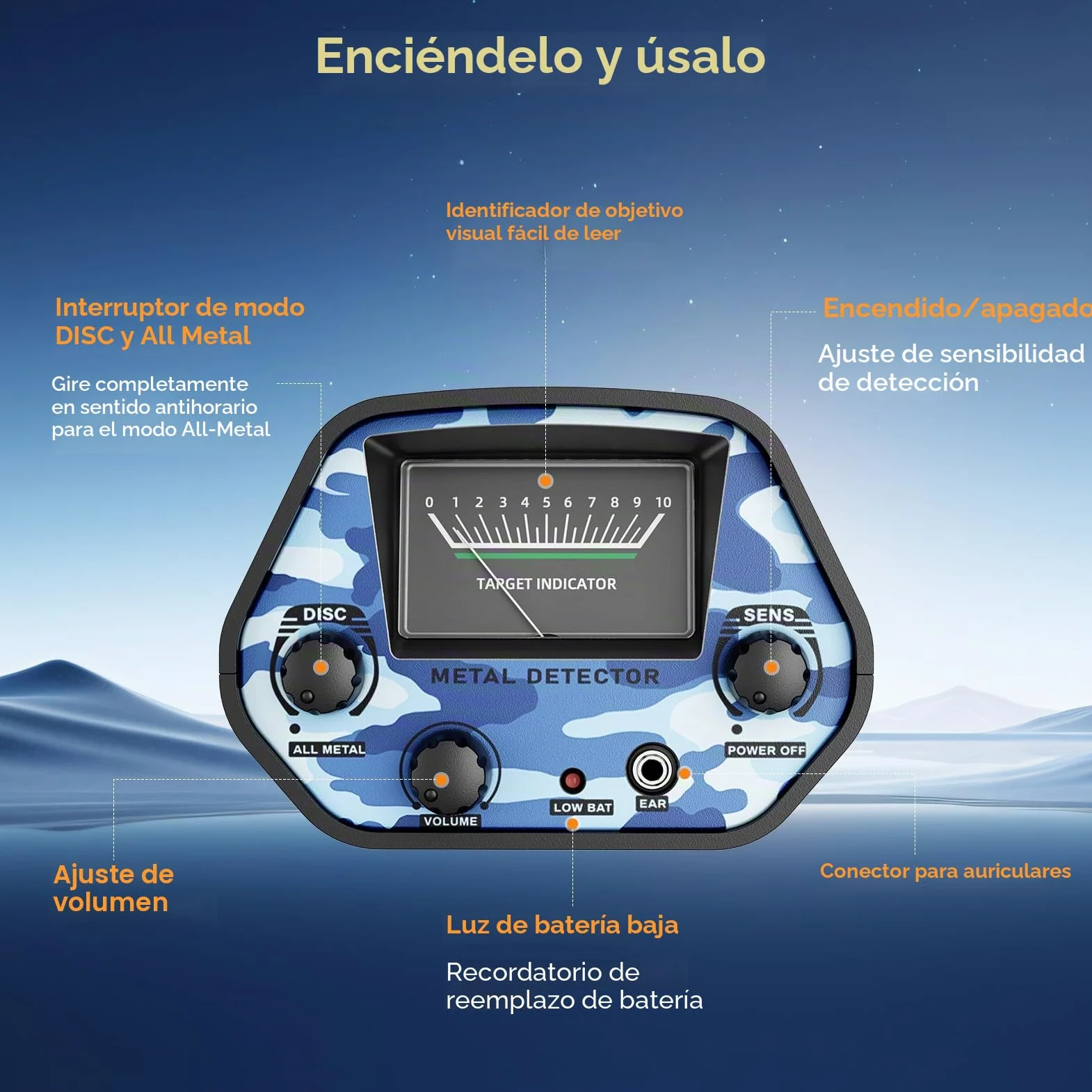 Detector de metales para adultos y niños, bobina impermeable IP68, detector de oro ajustable en altura 94-122cm, profundidad 18cm, diseño ligero para oro, monedas, búsqueda en playa(Azul-Negro (Juego)