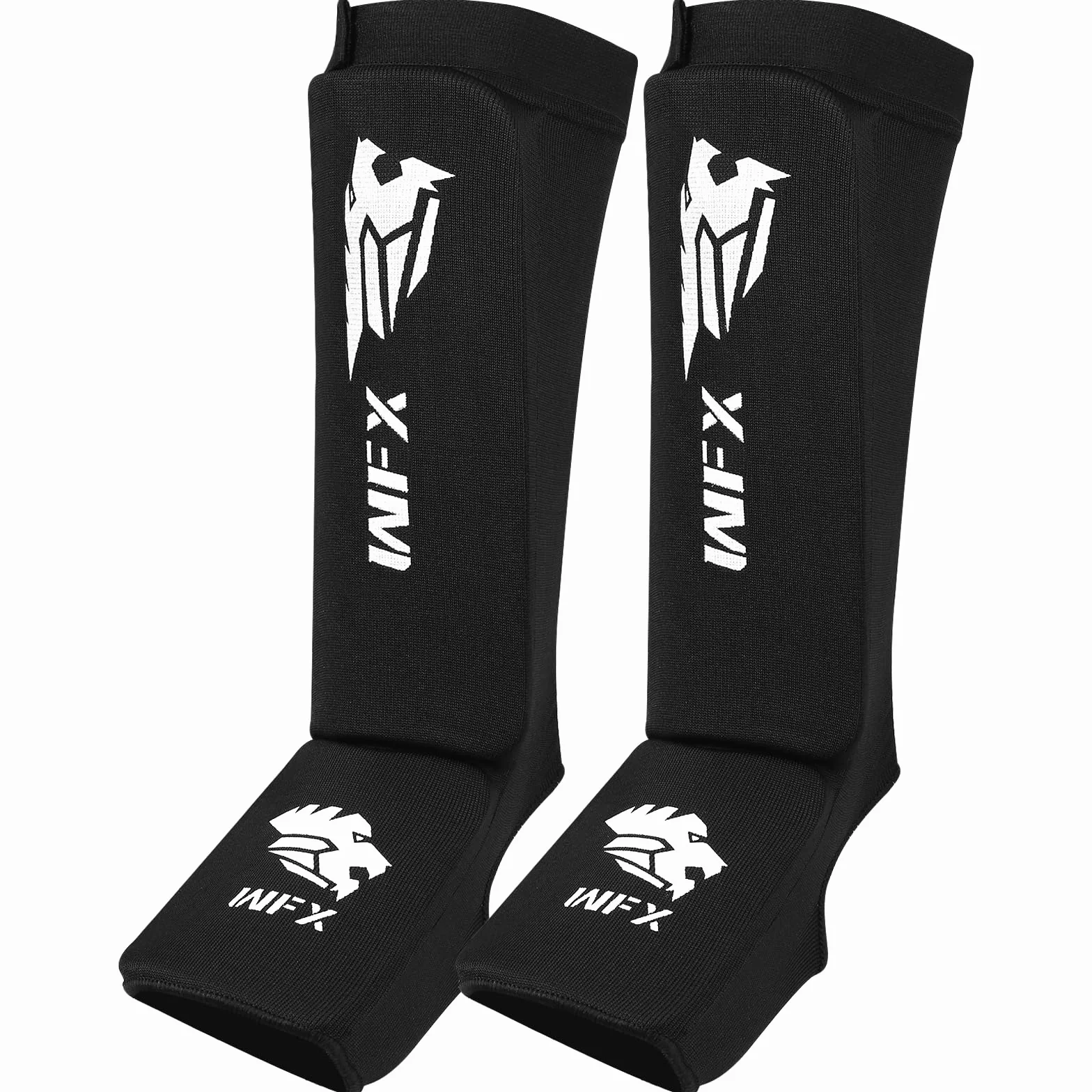 WFX Espinilleras para kickboxing protector de pies acolchado elástico entrenamiento MMA Muay Thai