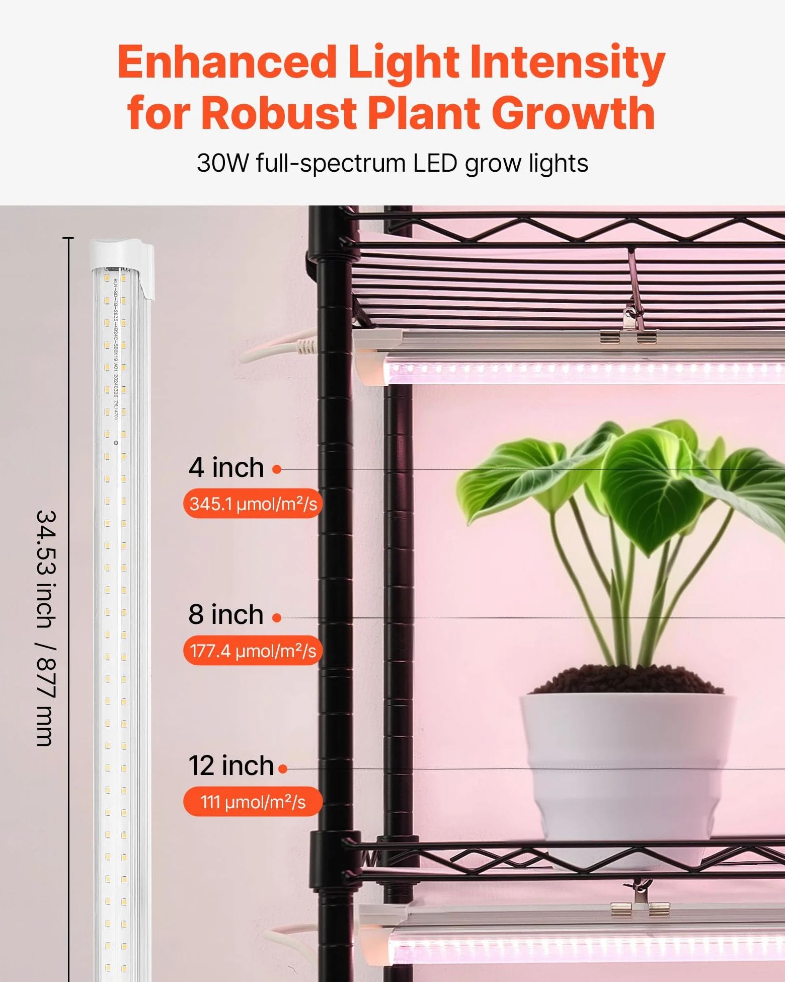 VEVOR Soporte para Plantas con Luz de Cultivo 6 Niveles Alto 180 cm 150 W, Estante para Plantas con Ruedas Giratorias, Temporizador Mecánico, para Crecimiento de Planta, Macetas, 900 x 350 x 1800 mm