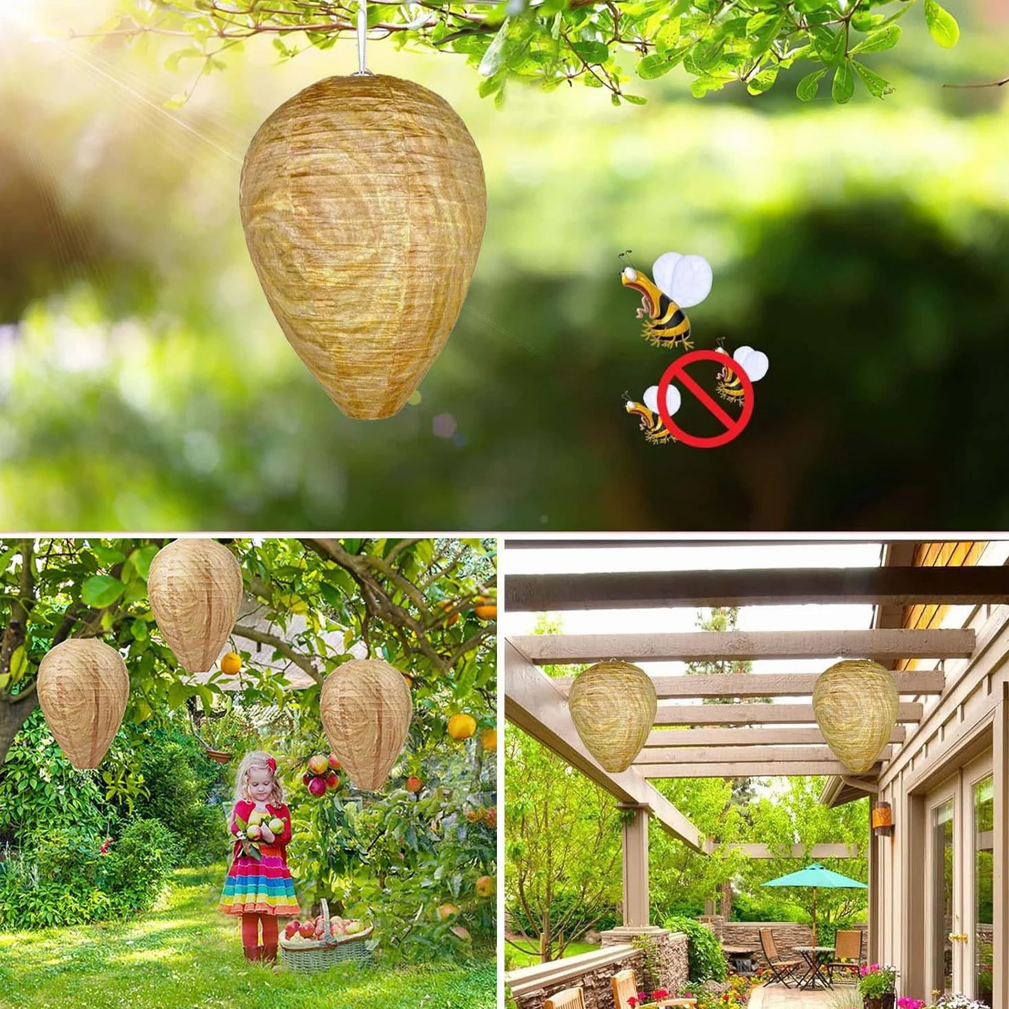 5 Piezas de Nido de Avispa Artificial, Nido de Avispas de Suspensión, Preventivo Contra Avispas, Colmena Artificial, Casas y Jardines Para Defenderse de Las Avispas.