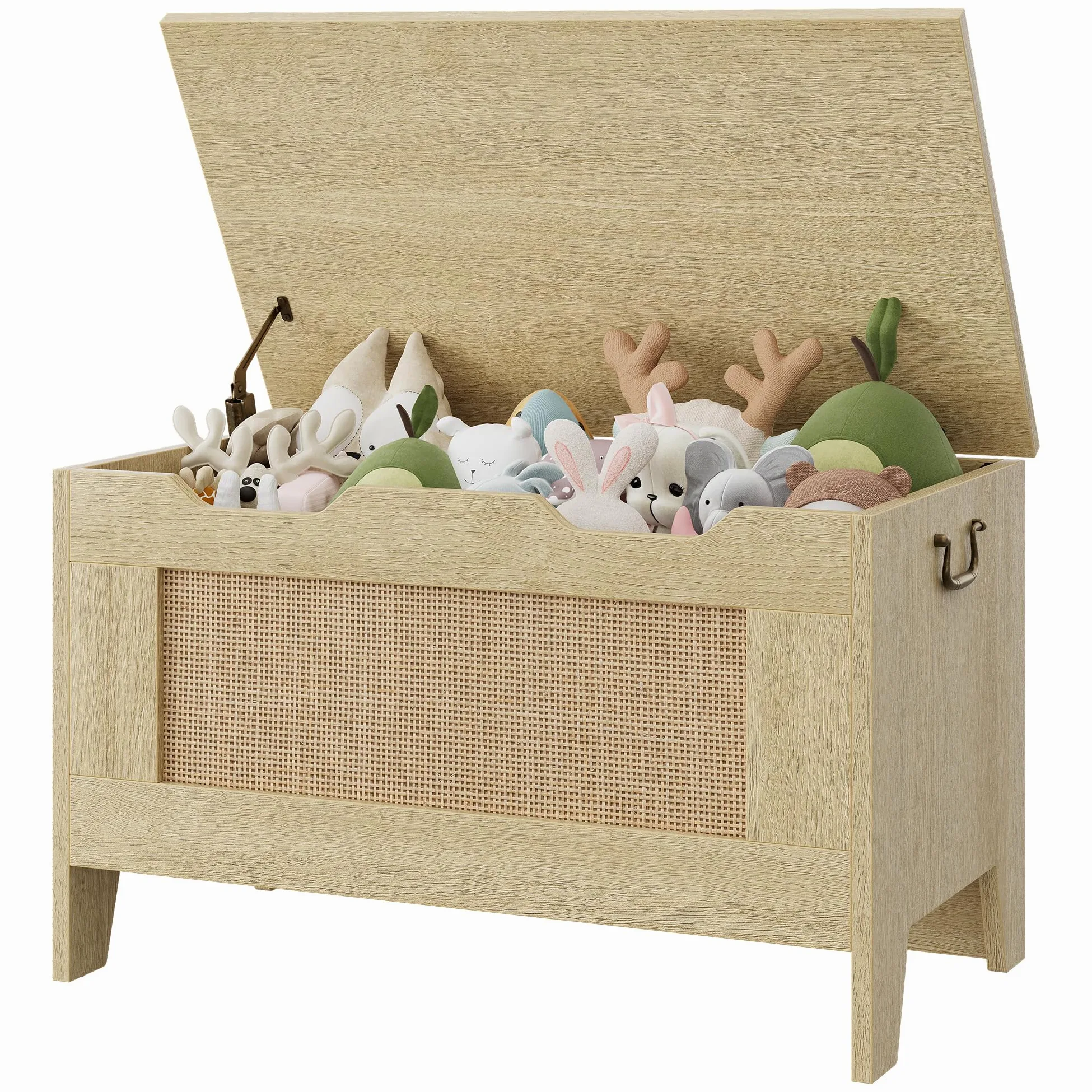 Garvee Baúl de Almacenaje baules de mimbre, baul almacenaje interior, Baul Juguetes Infantil,Para Entrada y Dormitorio.Color Madera Natural, 76×40×50 cm