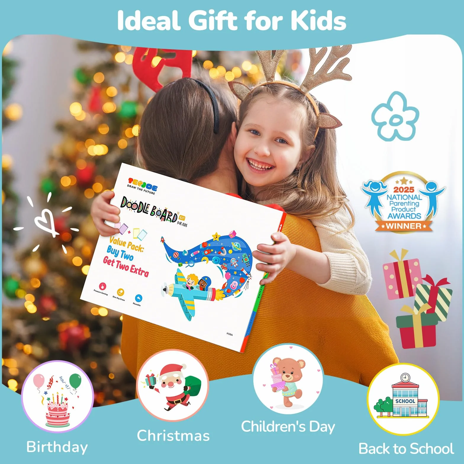 TECJOE Tableta Escritura LCD Color 8.5 Pulgadas Paquete de 4, Juguete Regalo Niño 3-7 Años