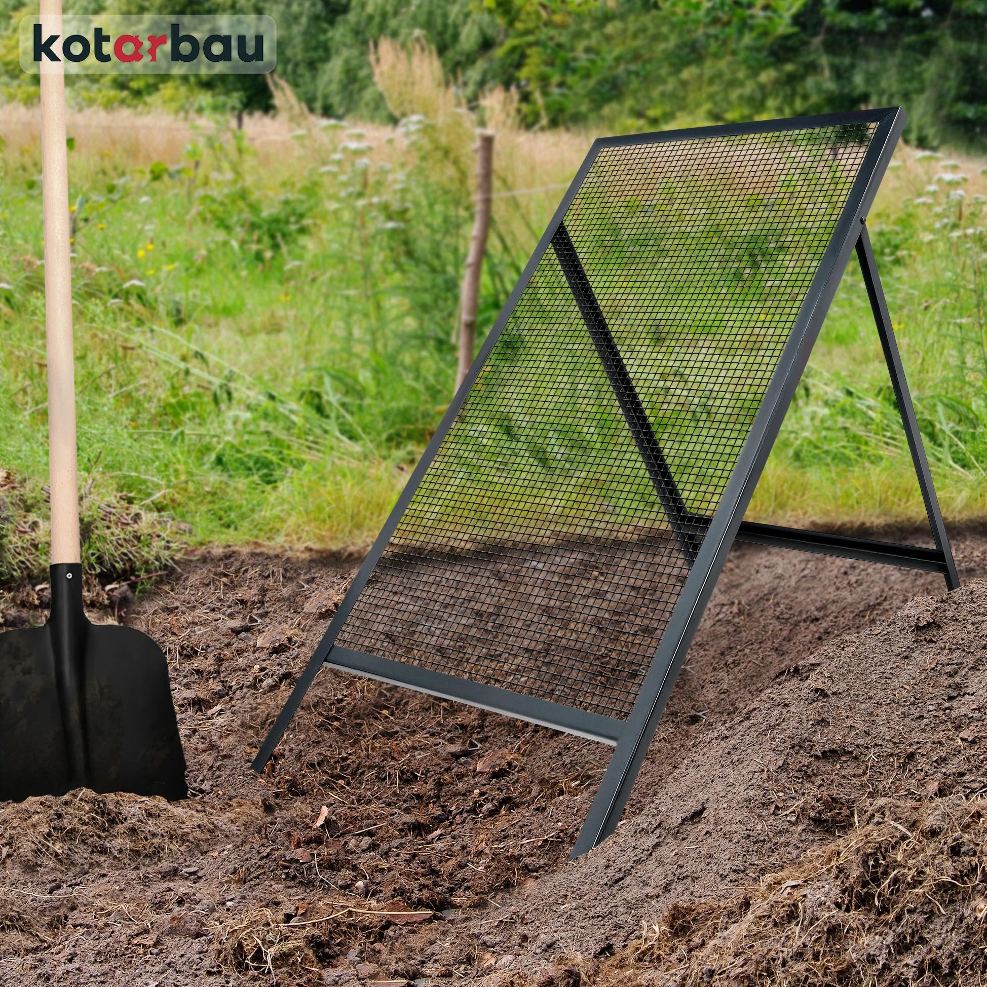 KOTARBAU® Cribas de Arena - Cedazo Arena 10 x 10 mm - Tamiz de Tierra - Acero - 60 x 120 cm - Gris - Criba de Compost