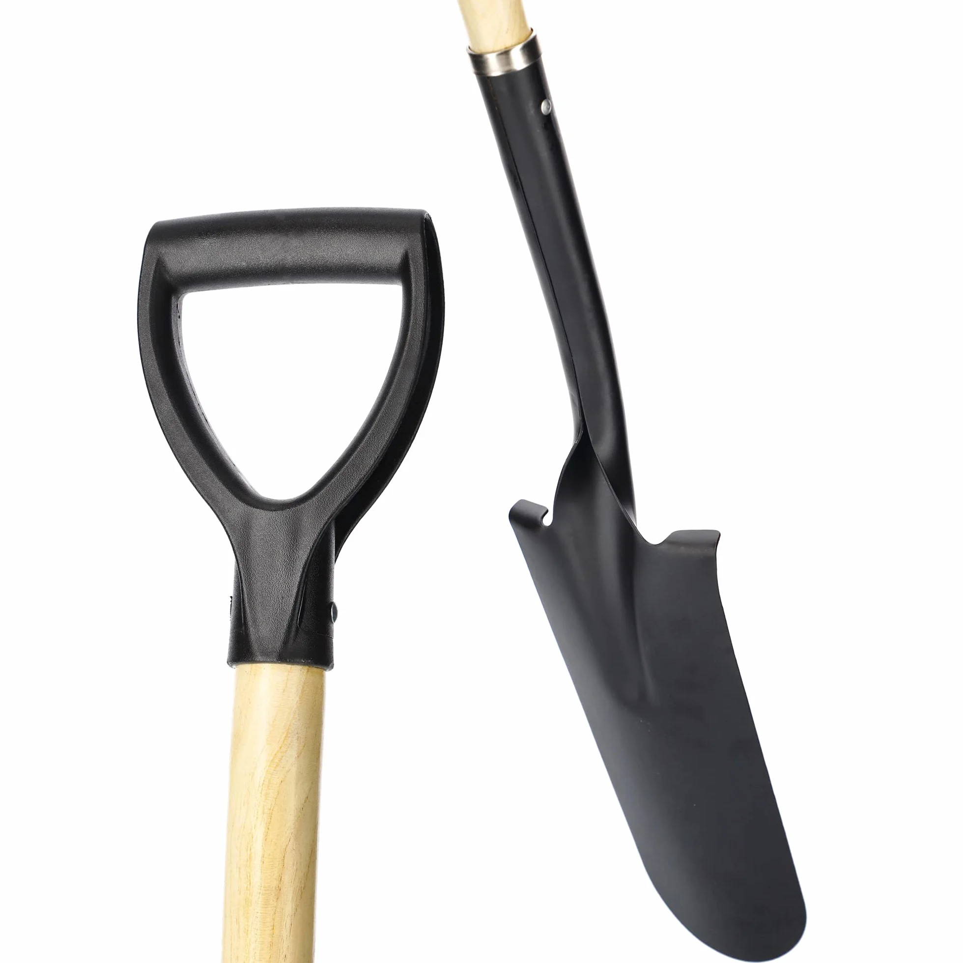 KADAX Pala de Drenaje Con Mango en D de Madera - Acero Puntiaguda para Cavar Hoyos, Plantación de Árboles y Arbustos (120 cm)