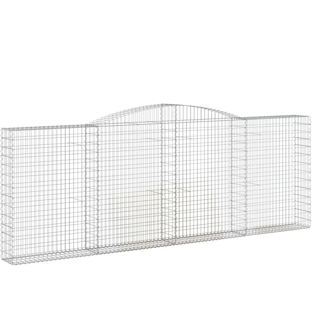 Gaviones de arco alto 4 piezas 400x30x140/160cm de hierro galvanizado para barreras de jardín como protección de visión y decoración de aislamiento acústico