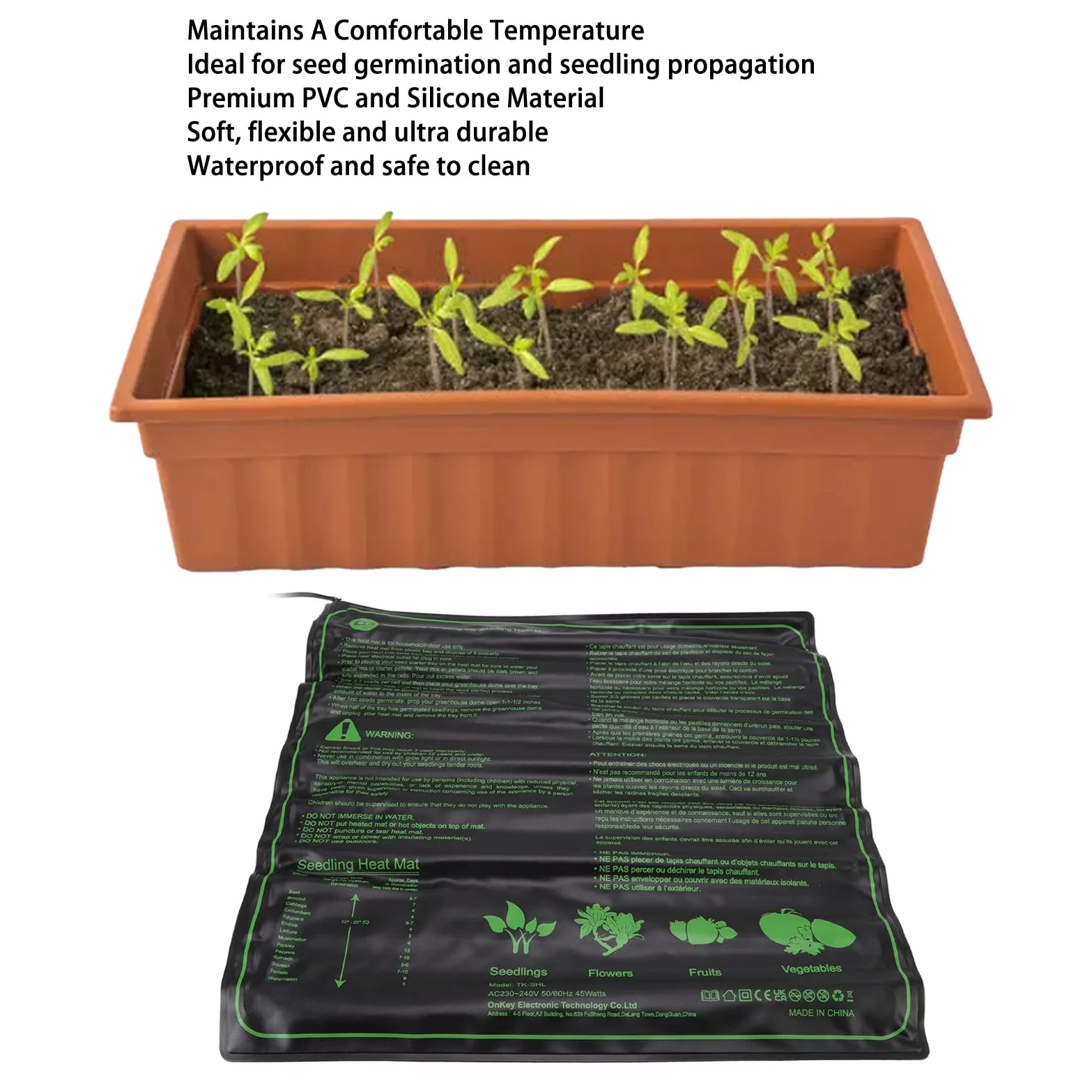Alfombrilla térmica impermeable 50x50cm para plántulas, almohadilla calefactora hidropónica para plantas