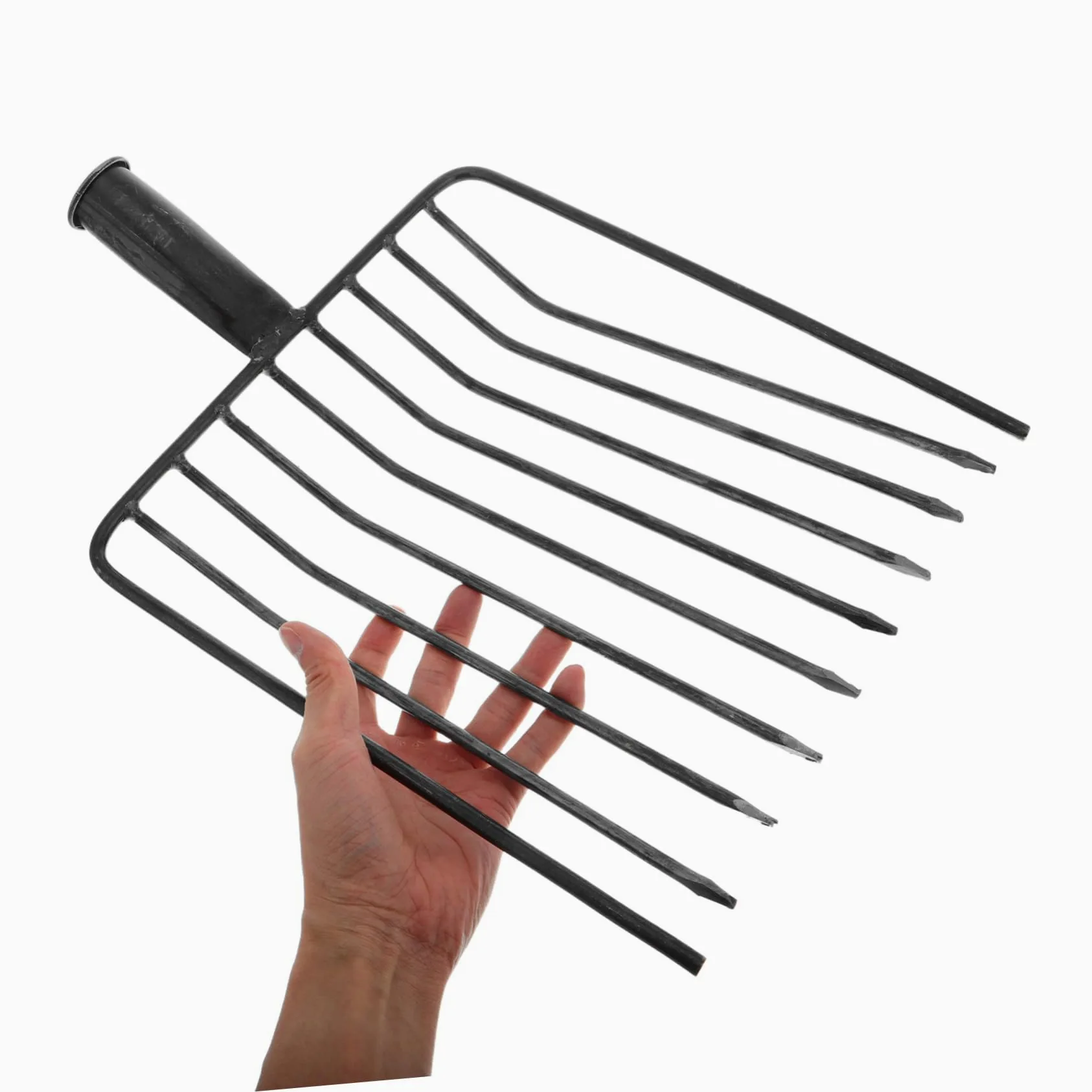 BESPORTBLE Cabezal de Horquilla de Acero 10 Dientes para Jardinería, Herramienta Manual para Aflojar Suelo y Desherbar en Jardín y Huerto, Resistente, Ligera y Fácil de Limpiar, Uso Agrícola