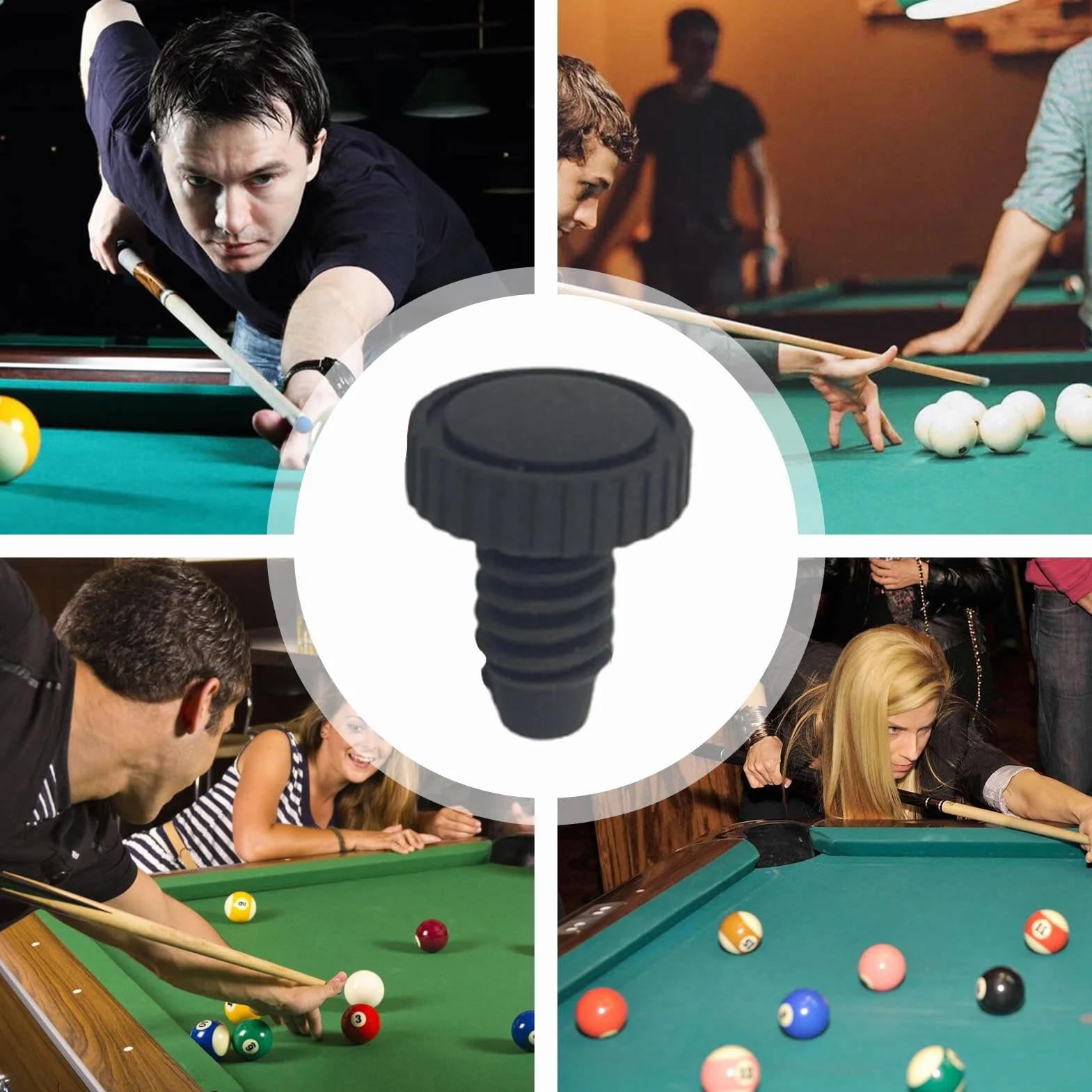 Pool Cue Bottom Cover 10 piezas Billiards Bumper Protector 0,68 pulgadas Dust Proof Replacement Cap Sleeve Lightweight Materials