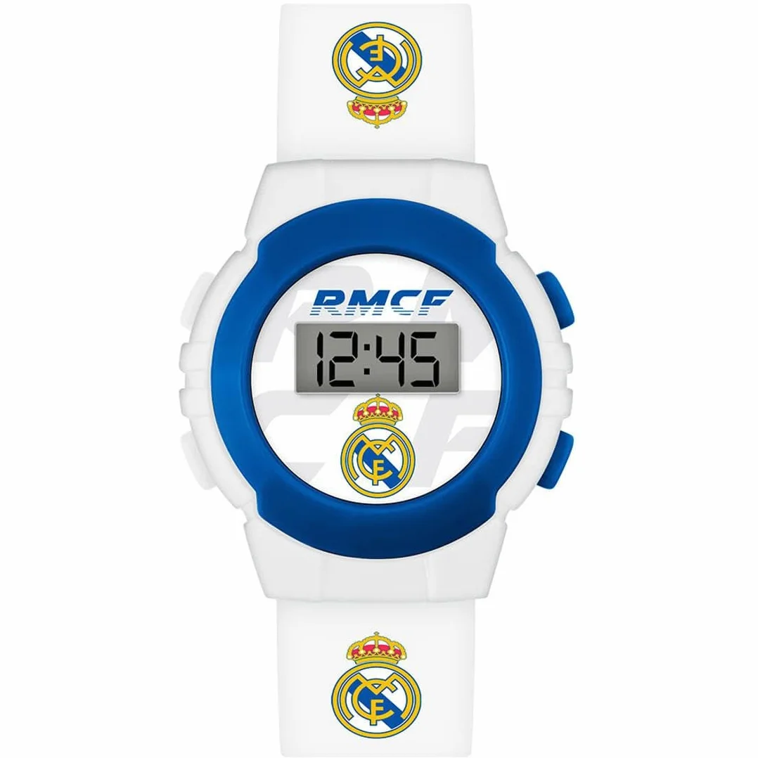 Real Madrid Reloj Digital de Cuarzo para niño Correa de Silicona Blanco