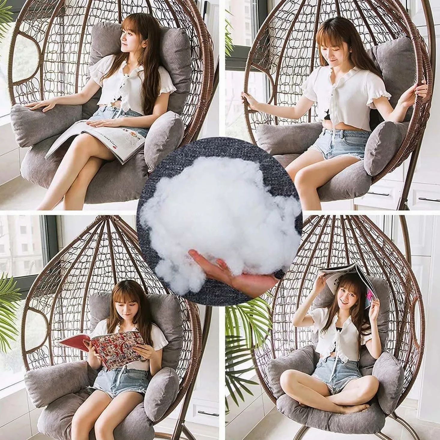 Cojín para Sillón Colgante Columpio Asiento Lavable (Marrón)
