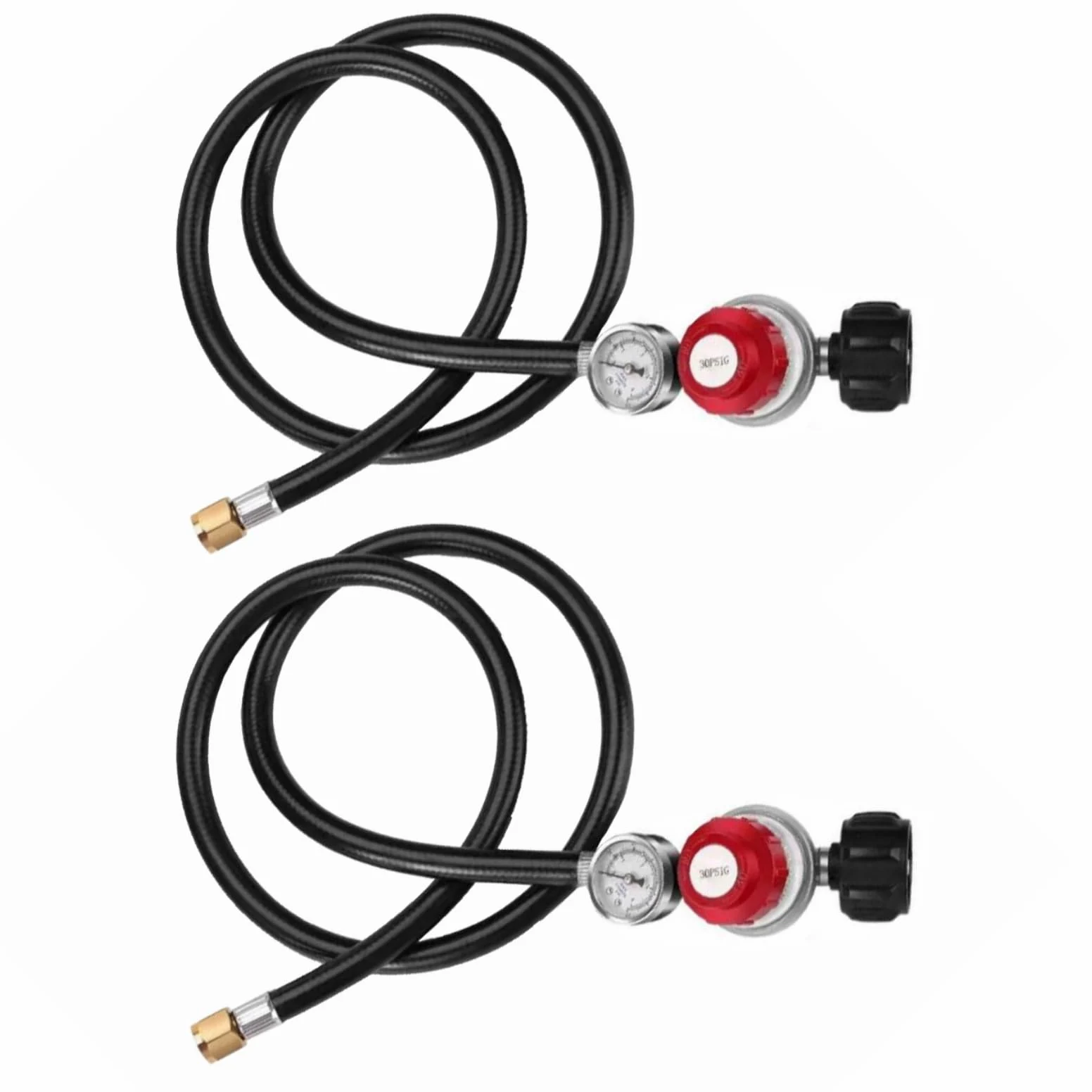 TopHomer 2 reguladores ajustables de propano de alta presión de 0 a 30 psi, con manguera tipo QCC-1 de 4 pies, mangueras de quemador de gas, calentador de estufa de repuesto para quemador de propano